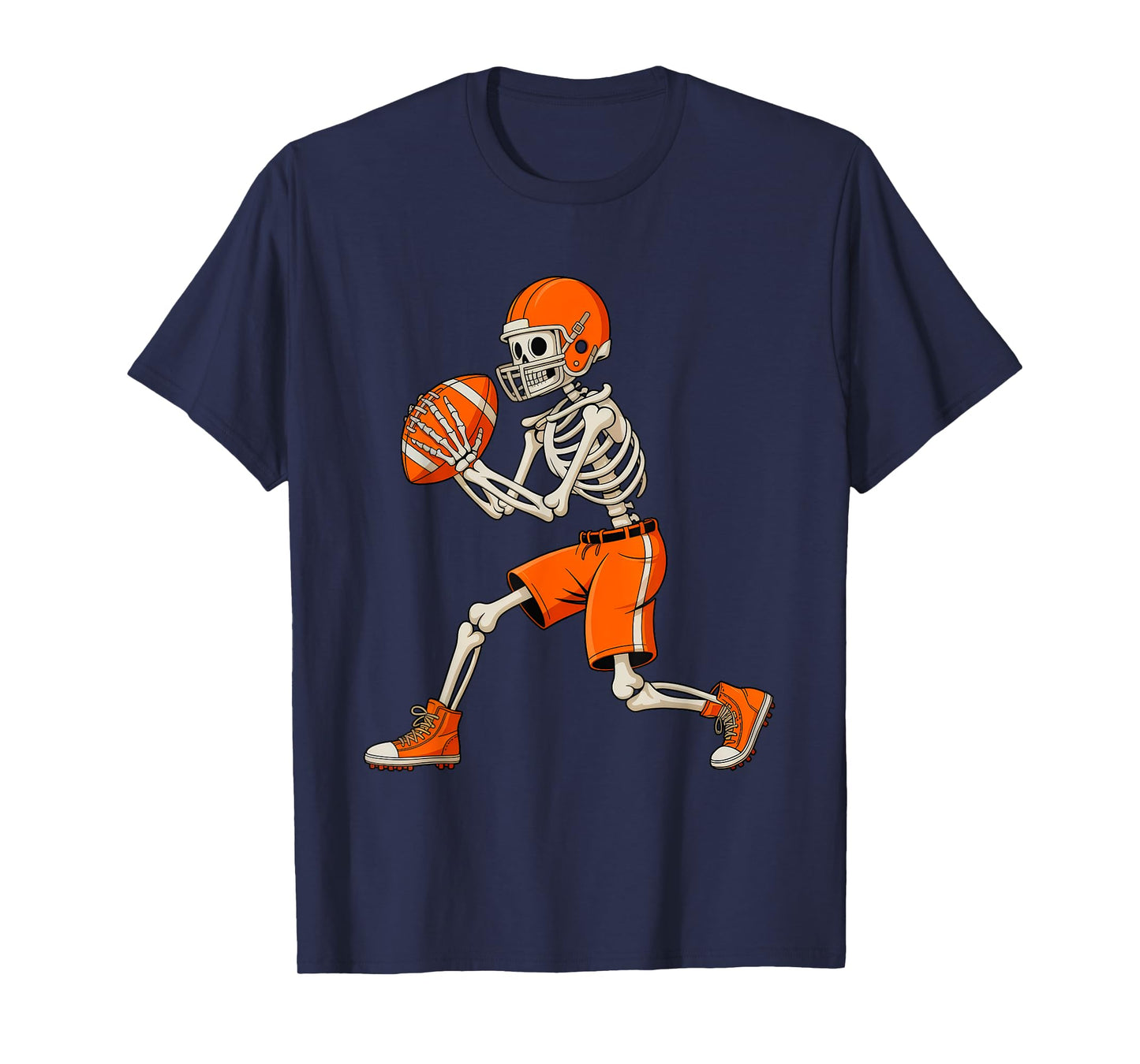 Funny Skeleton Play Football Halloween Costume Boys Men Kids T-Shirt