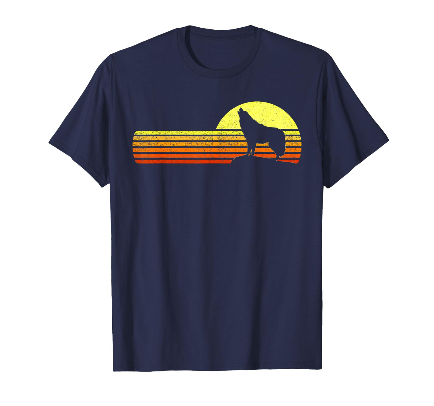 Alpha Wolf Retro Vintage Sun I Love Wolves Men's Women's T-Shirt