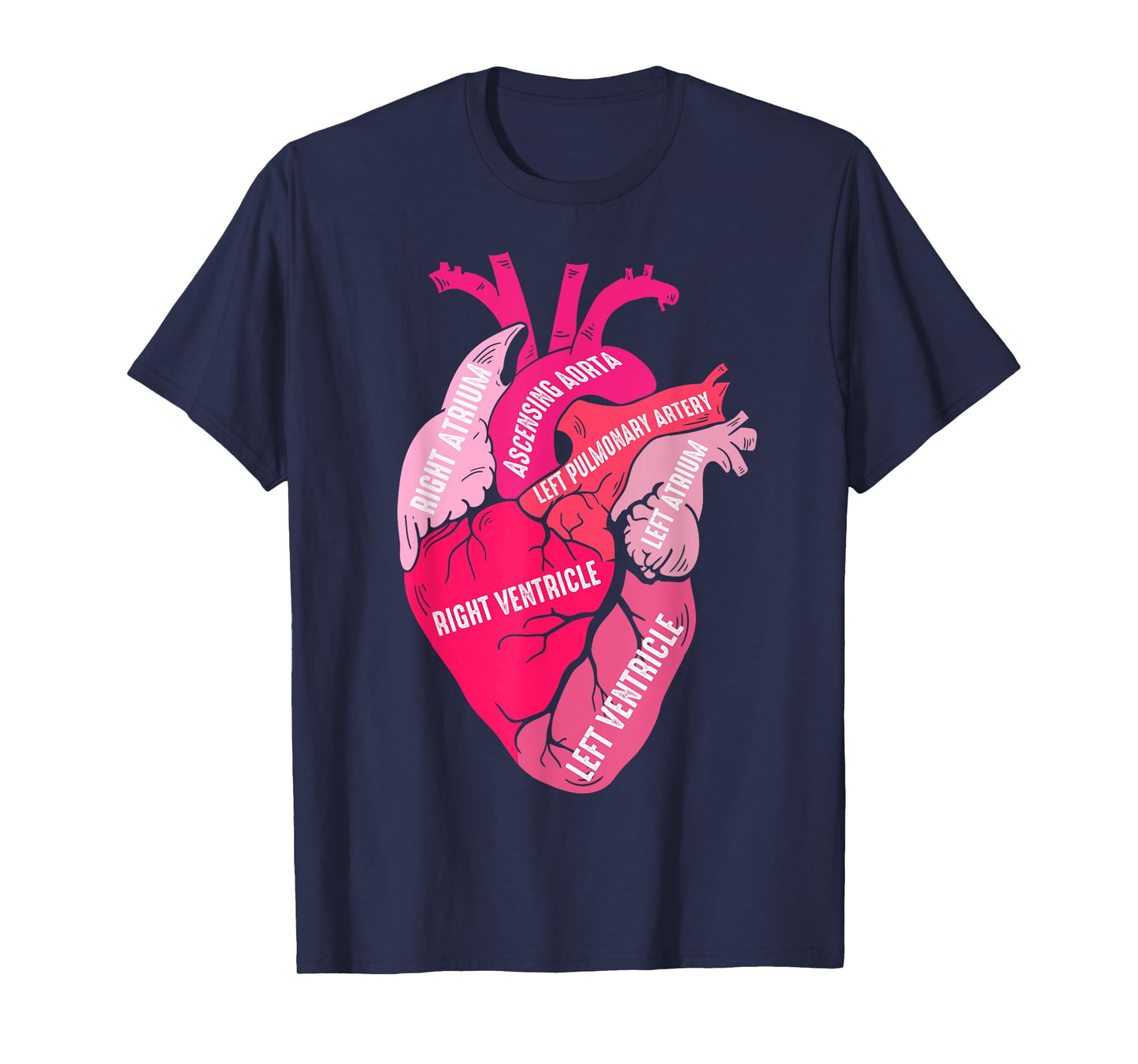 Parts Of Heart Cardiology Men Women Anatomical Cardiac T-Shirt