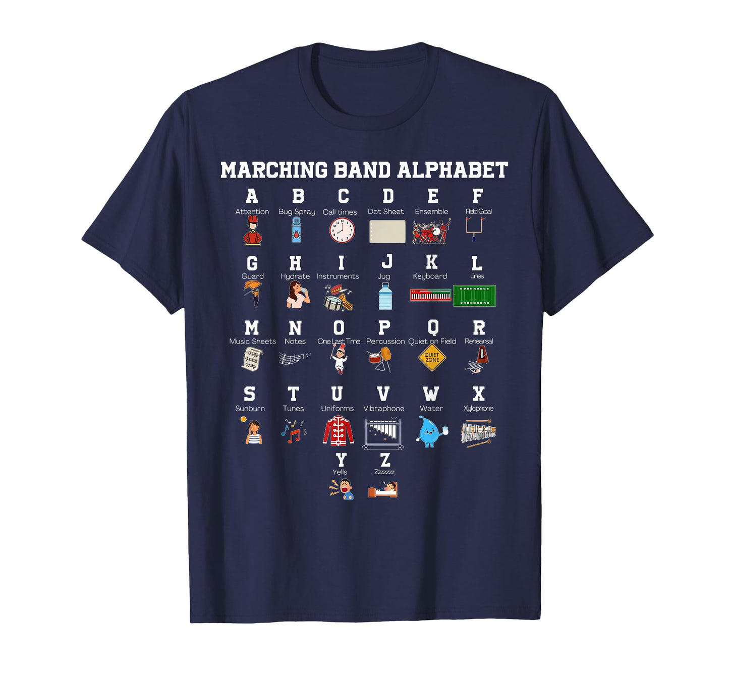 Funny Marching Band Alphabet Band Camp Student Camp T-Shirt