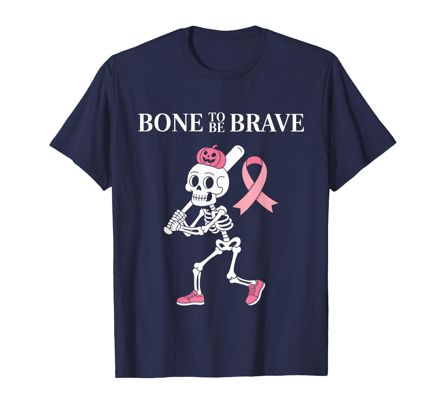 Baseball Skeleton Fighter Halloween Breast Cancer Awareness T-Shirt