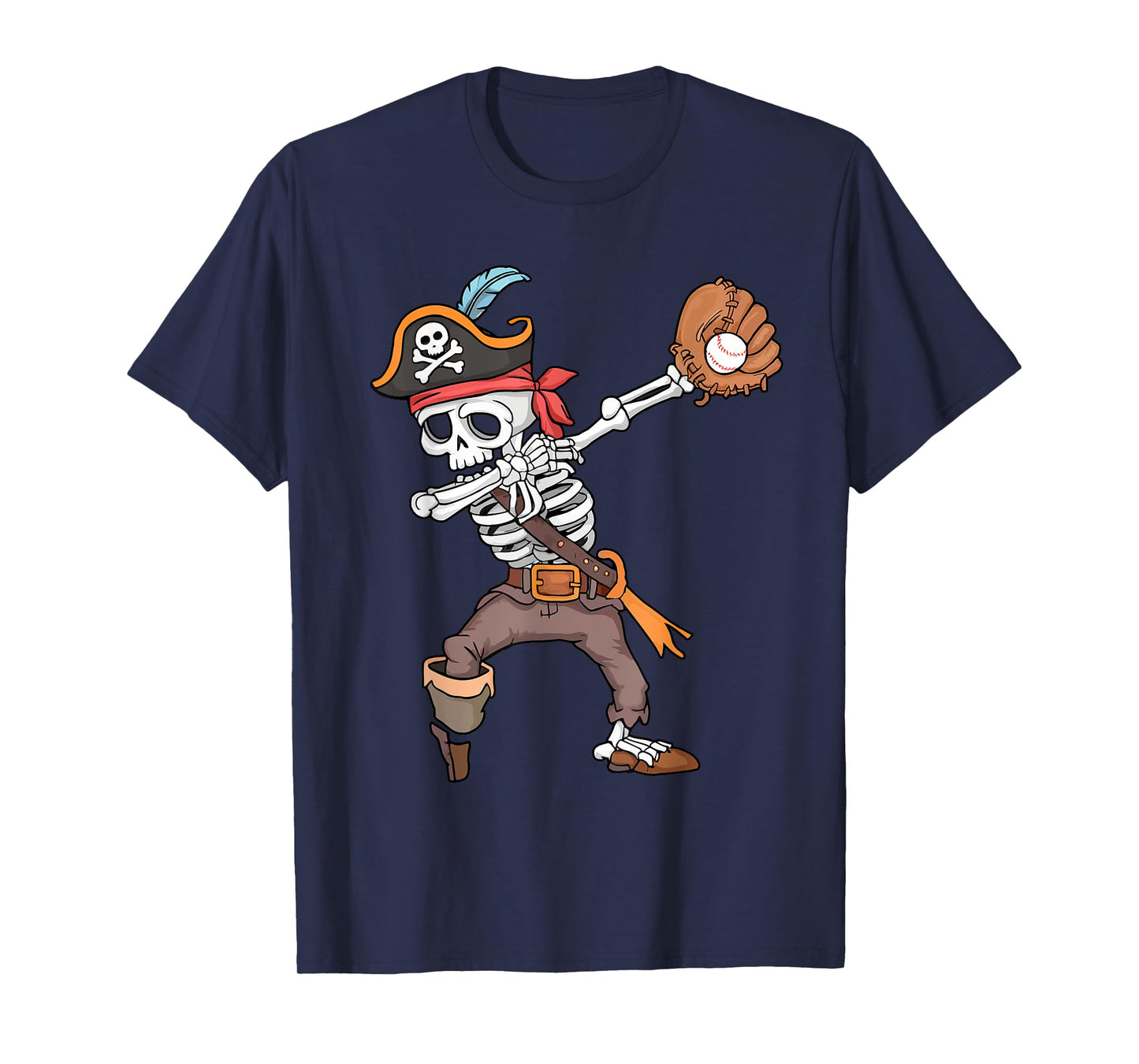 Baseball Halloween Dabbing Skeleton Pirate Dab Men Boys Kids T-Shirt