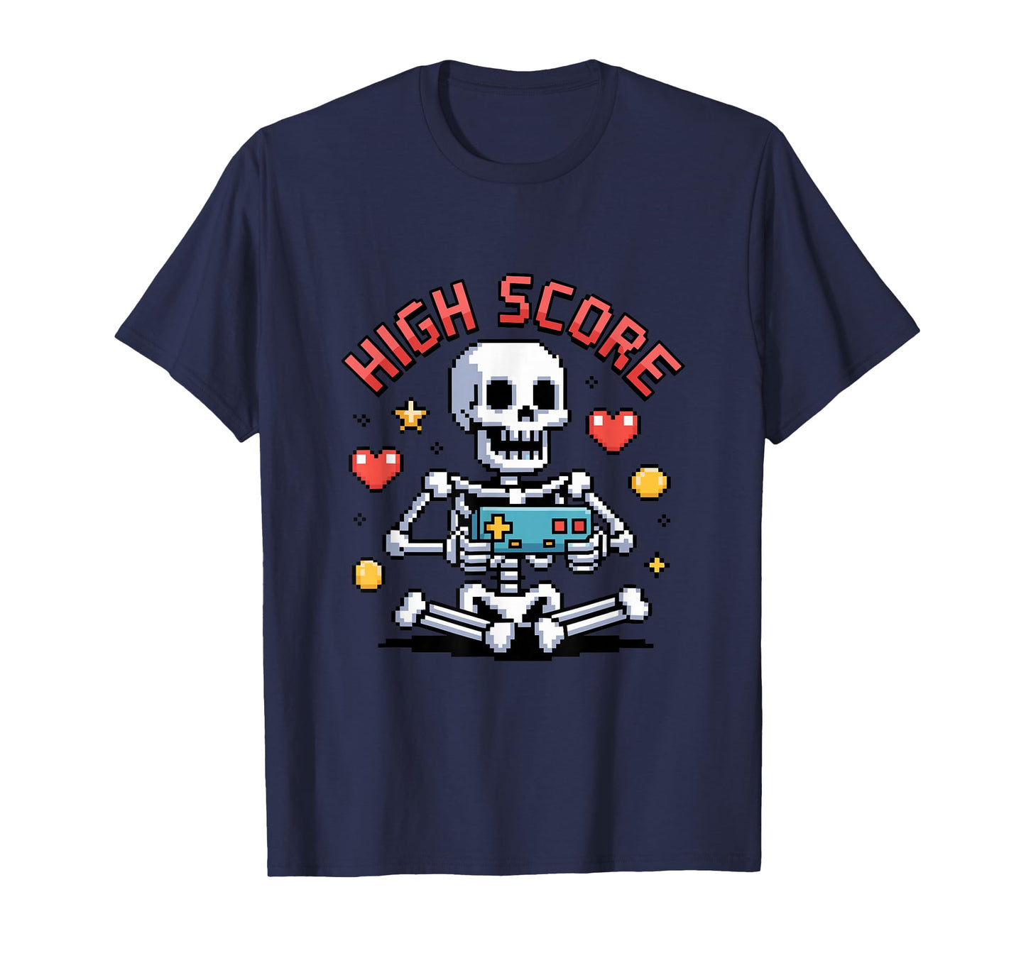 Halloween Skeleton Gamer Pixel Video Gaming Boys Men Kids T-Shirt
