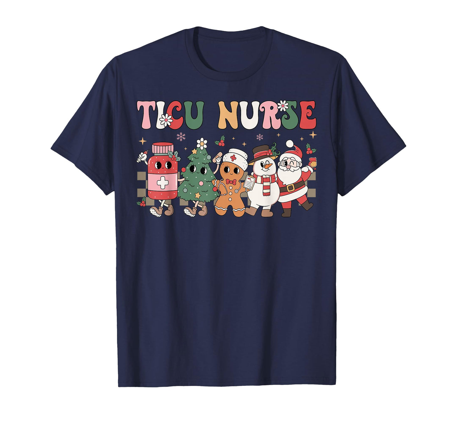 Retro TICU Nurse Christmas Intensive Care Unit Nursing Group T-Shirt