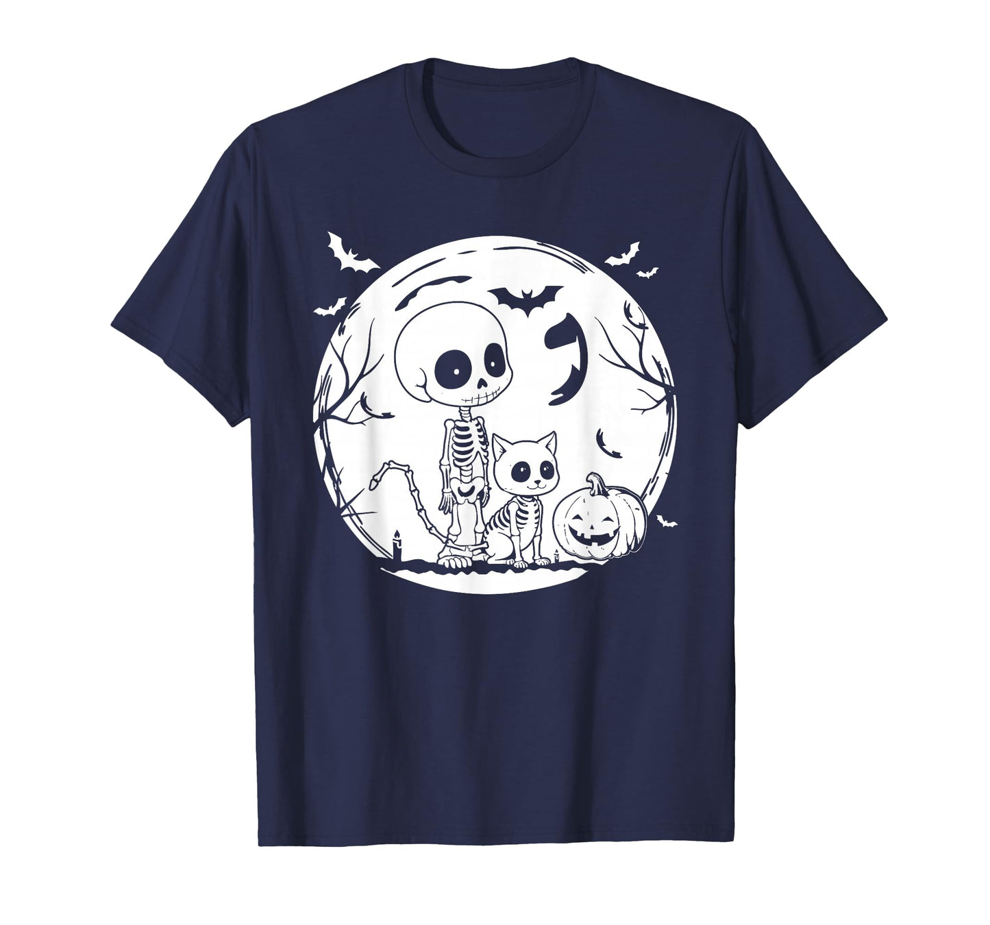 Skeleton and and cat Skeleton for Halloween Spooky Parties T-Shirt