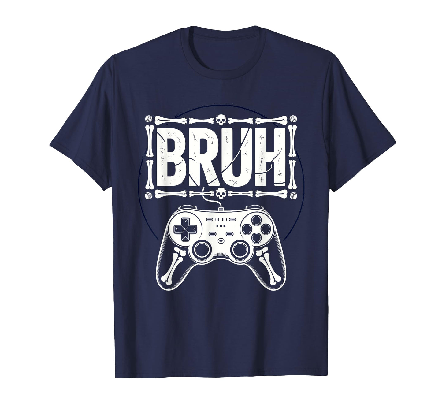 Bruh Skeleton Gamer Halloween Funny Video Gaming Kids T-Shirt