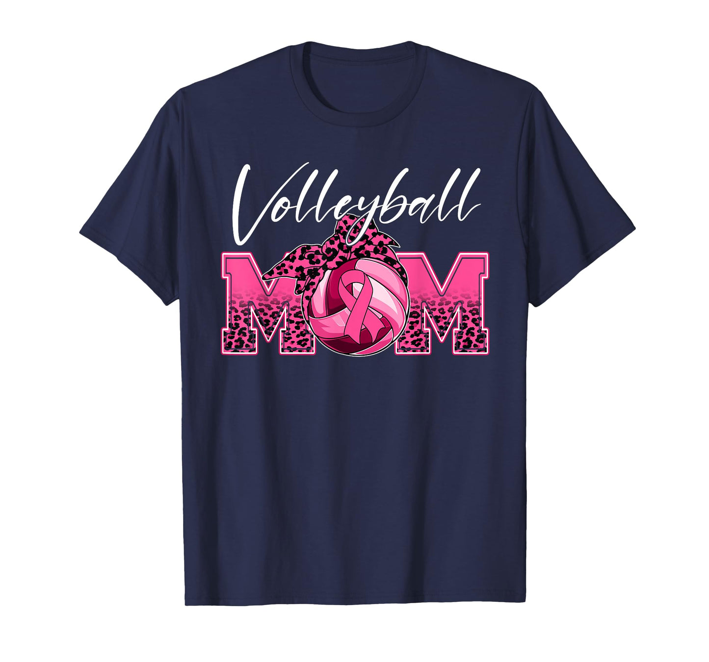 Volleyball Mom Breast Cancer Awareness Day Pink Ribbon Women T-Shirt