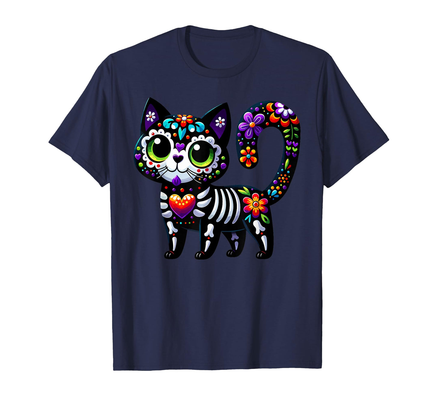 Dia De Los Muertos Cinco De Mayo Cat Sugar Skull Men Women T-Shirt