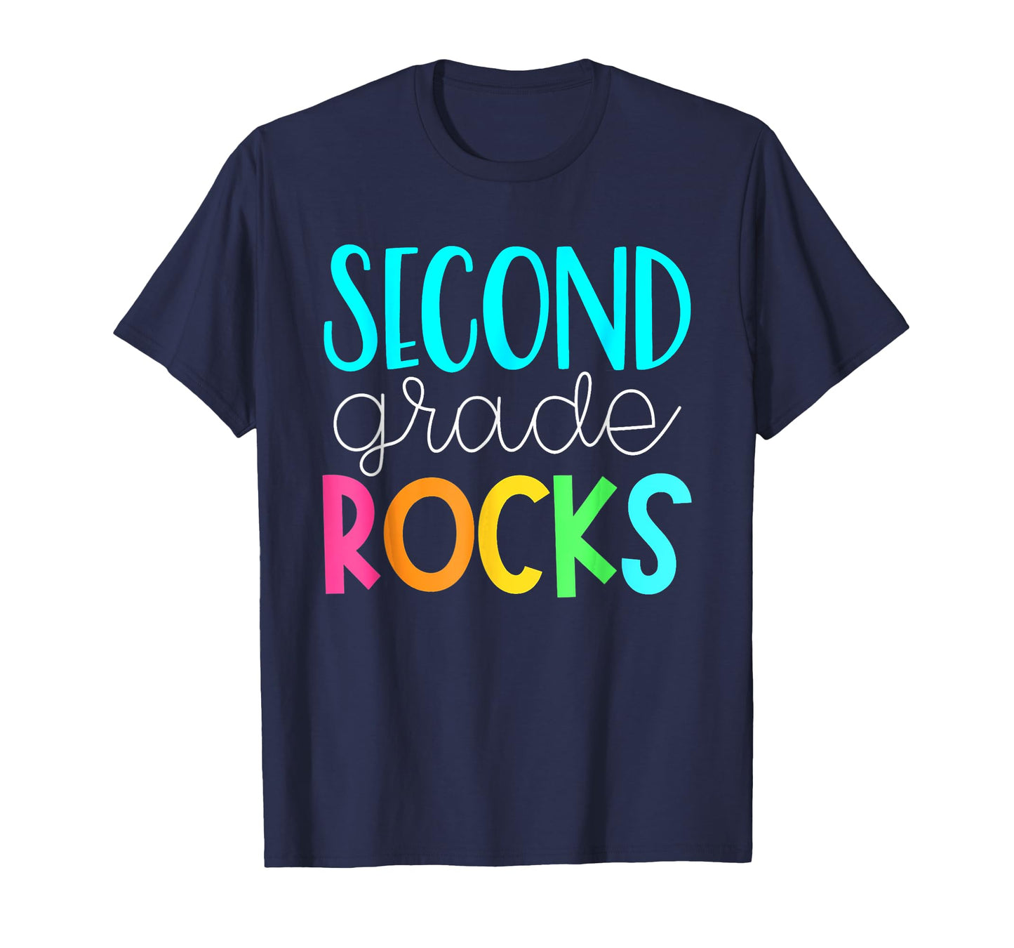 2nd grade rocks rocking 2nd grade teacher T-Shirt for Men Women Girls Kids