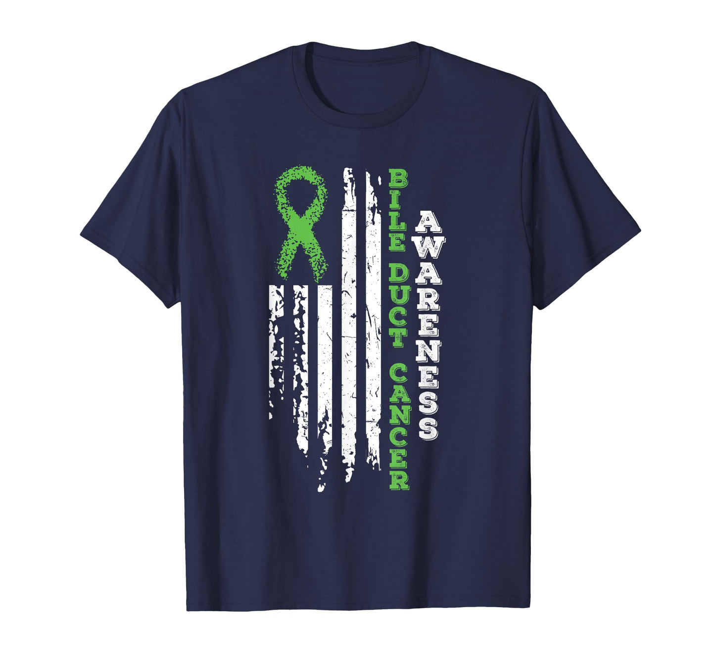 USA Flag Bile Duct Cancer Awareness Cancer Ribbon T Shirt V2 T-Shirt