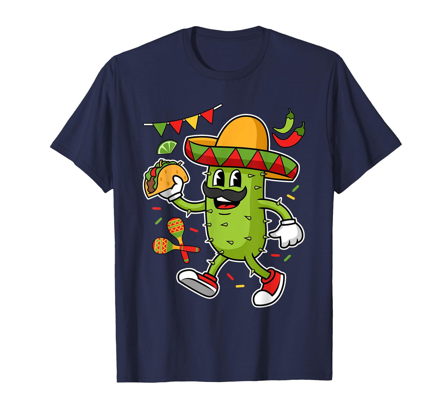 Mexico Maracas Sombrero Hat Tacos Cactus T-Shirt