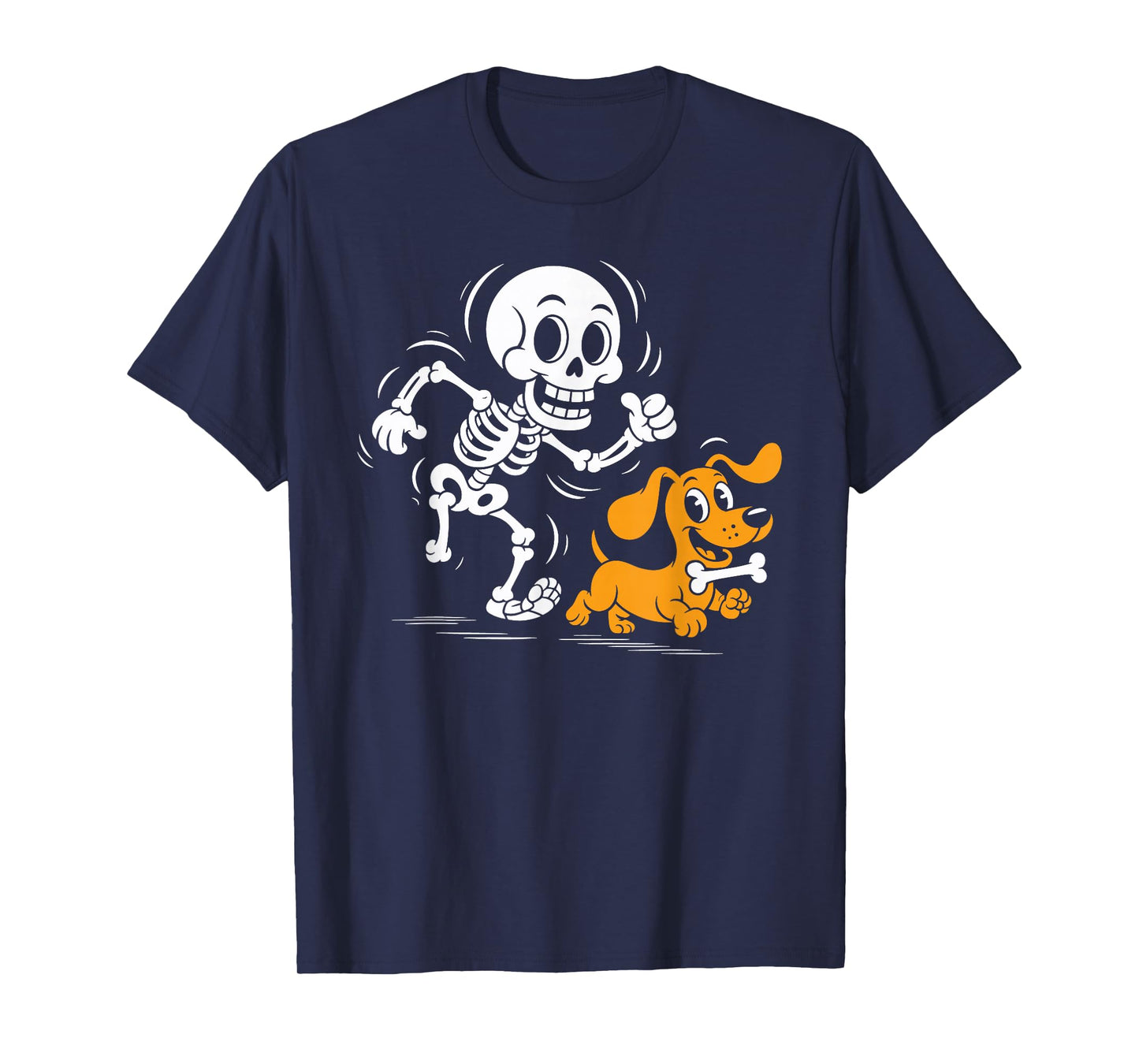 Skeleton Chasing Dachshund Dog Funny Halloween Wiener T-Shirt