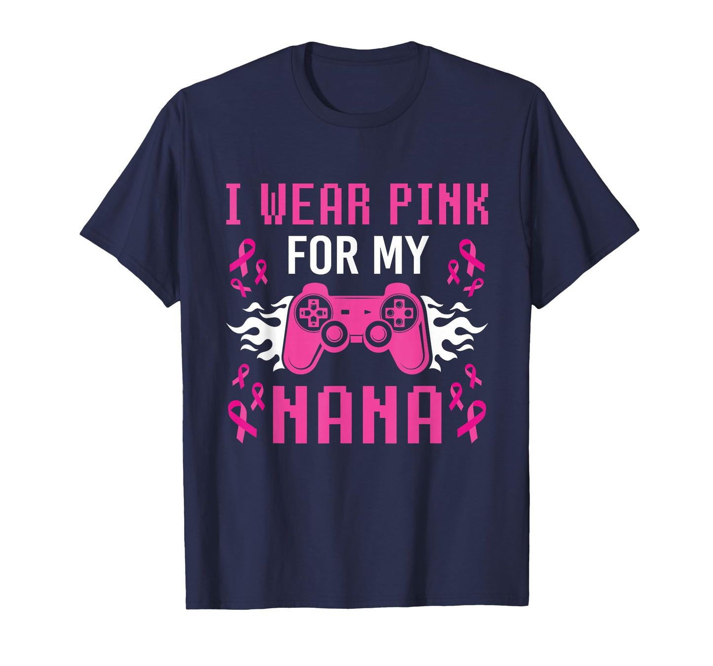 I Wear Pink For My Nana Breast Cancer Gaming Kids Boys Youth T-Shirt