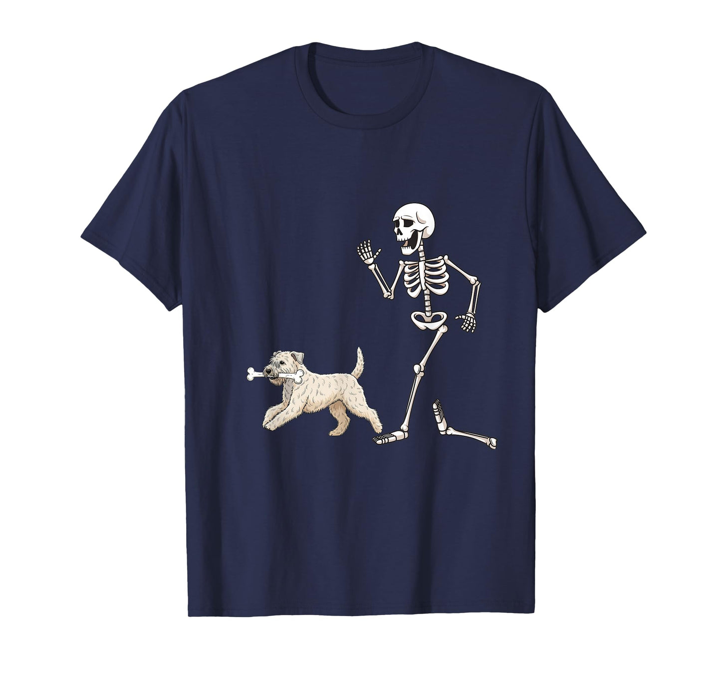 Funny Halloween Soft Coated Wheaten Terrier and Skeleton T-Shirt