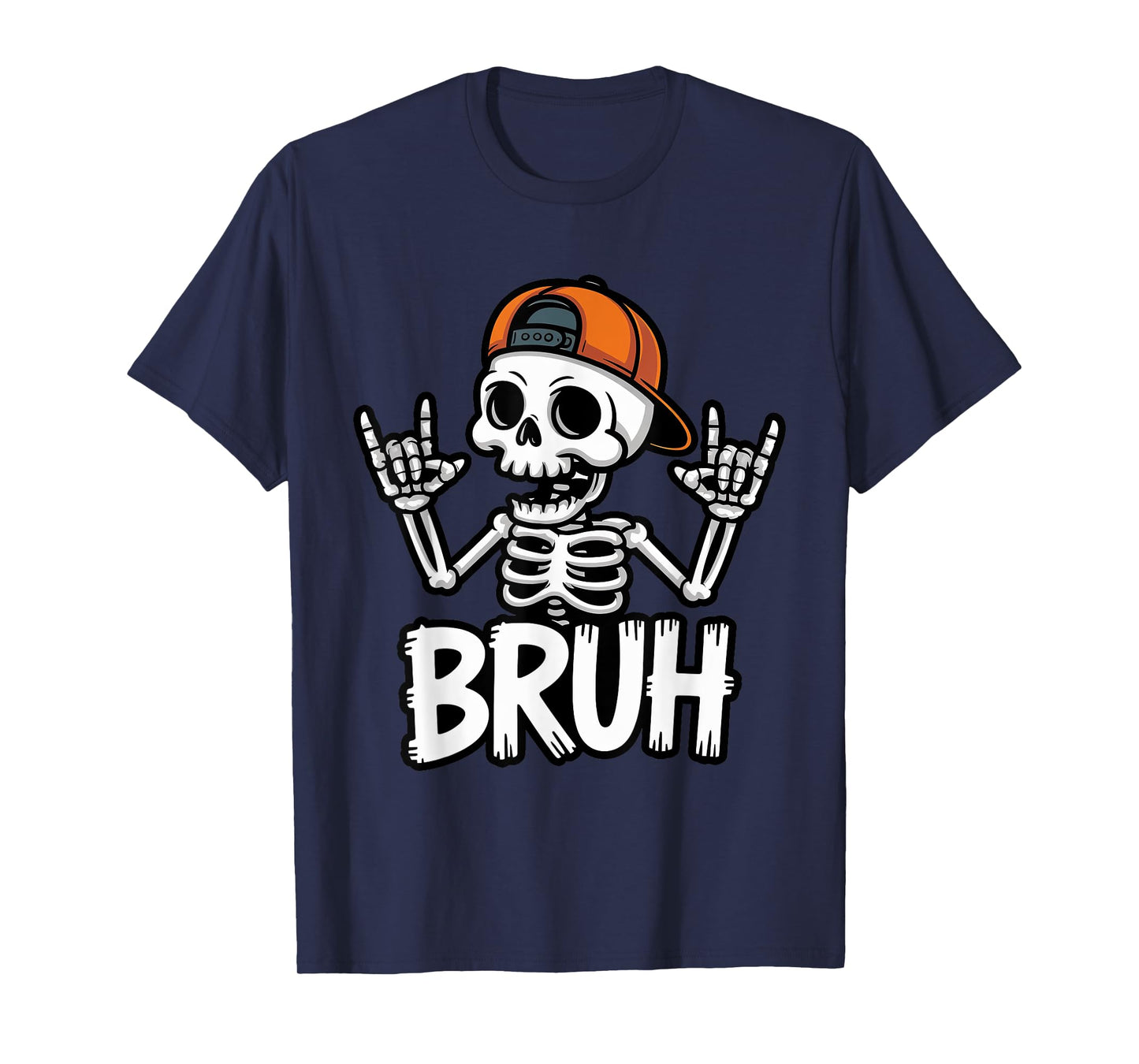 Halloween Skeleton Bruh Toddler Kids Rock Hand Spooky Season T-Shirt