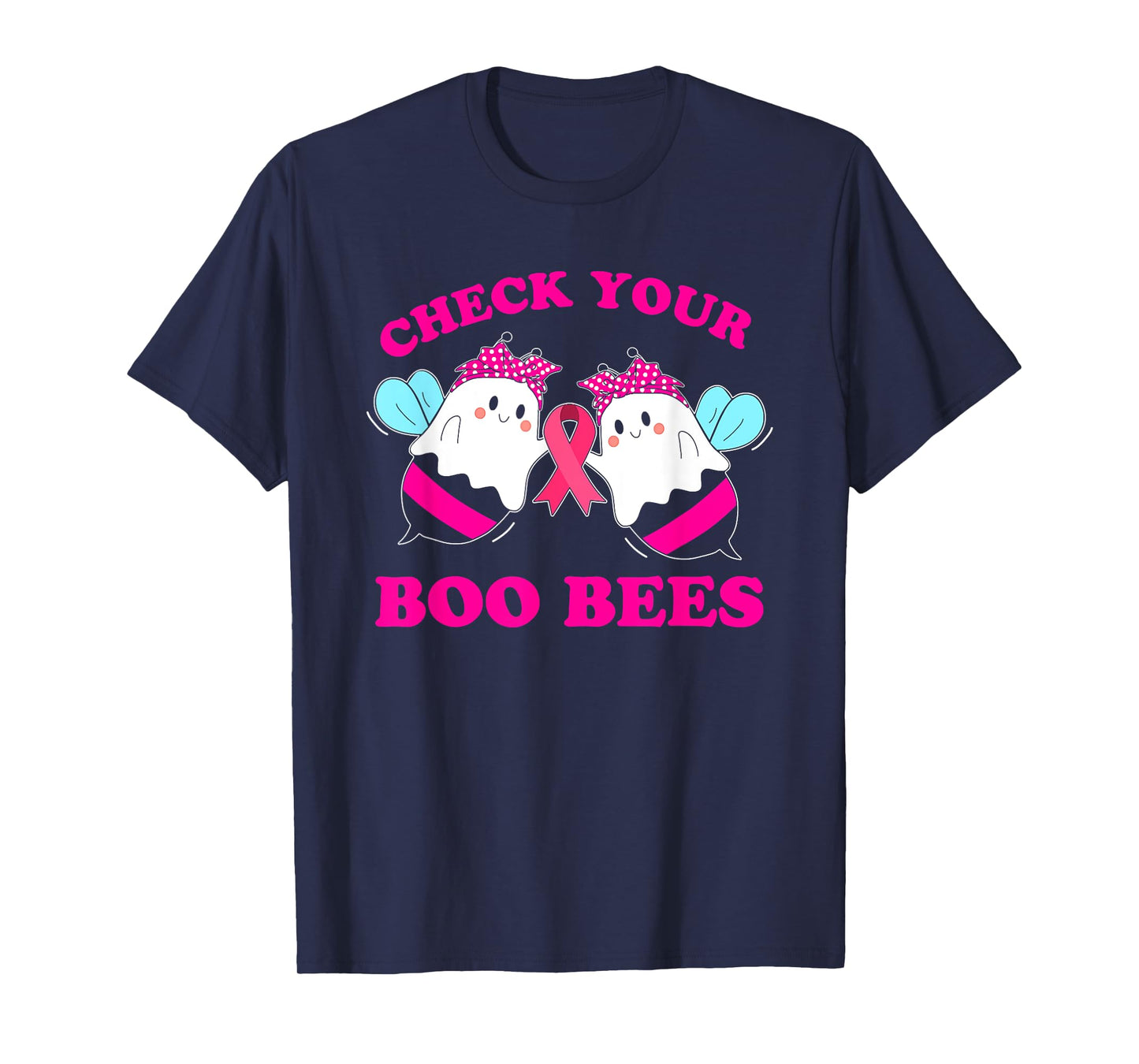 Check Your Boo Bees Funny Breast Cancer Halloween Women T-Shirt