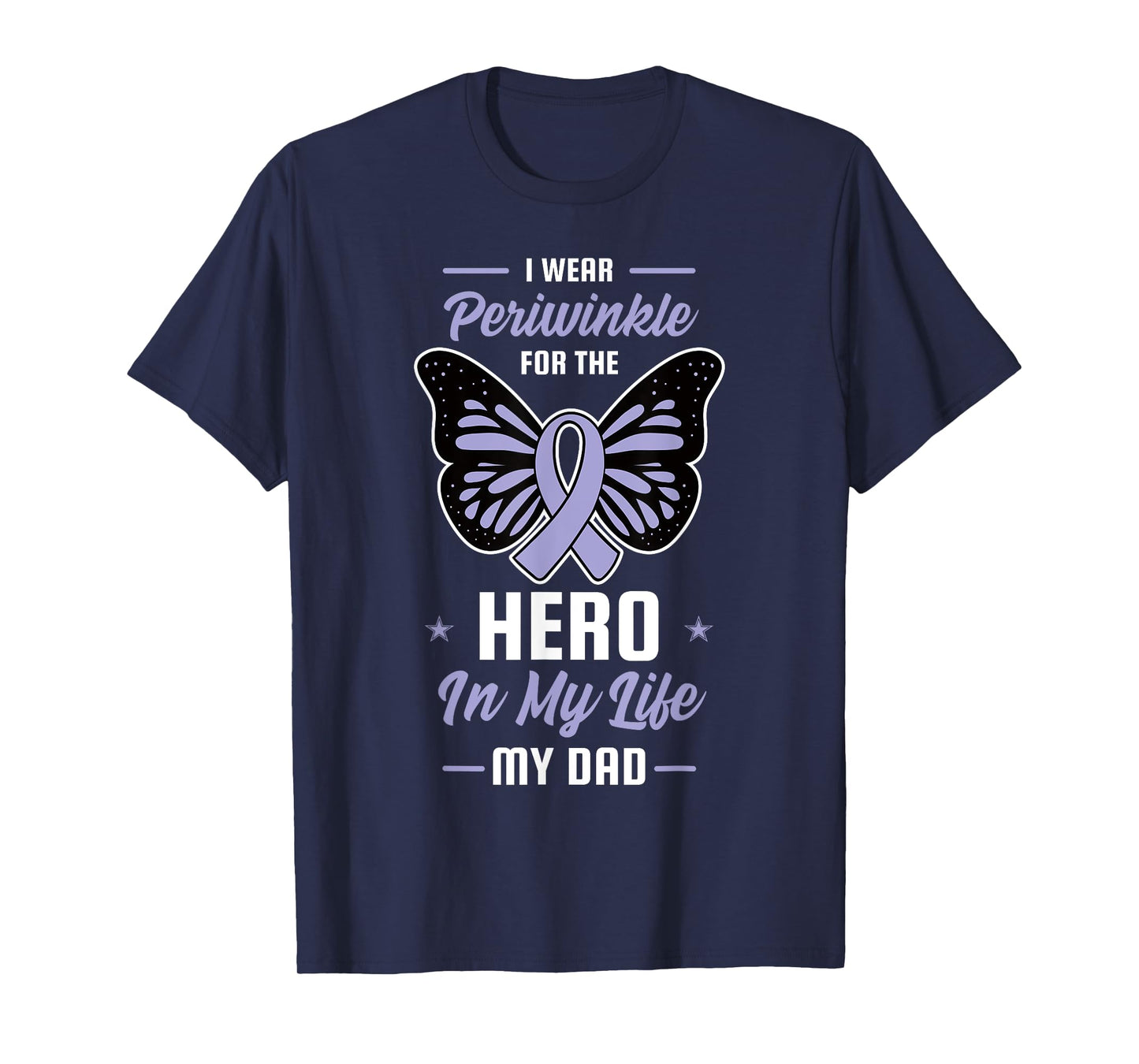 Stomach Cancer Awareness Periwinkle Ribbon Hero Dad Gift T-Shirt