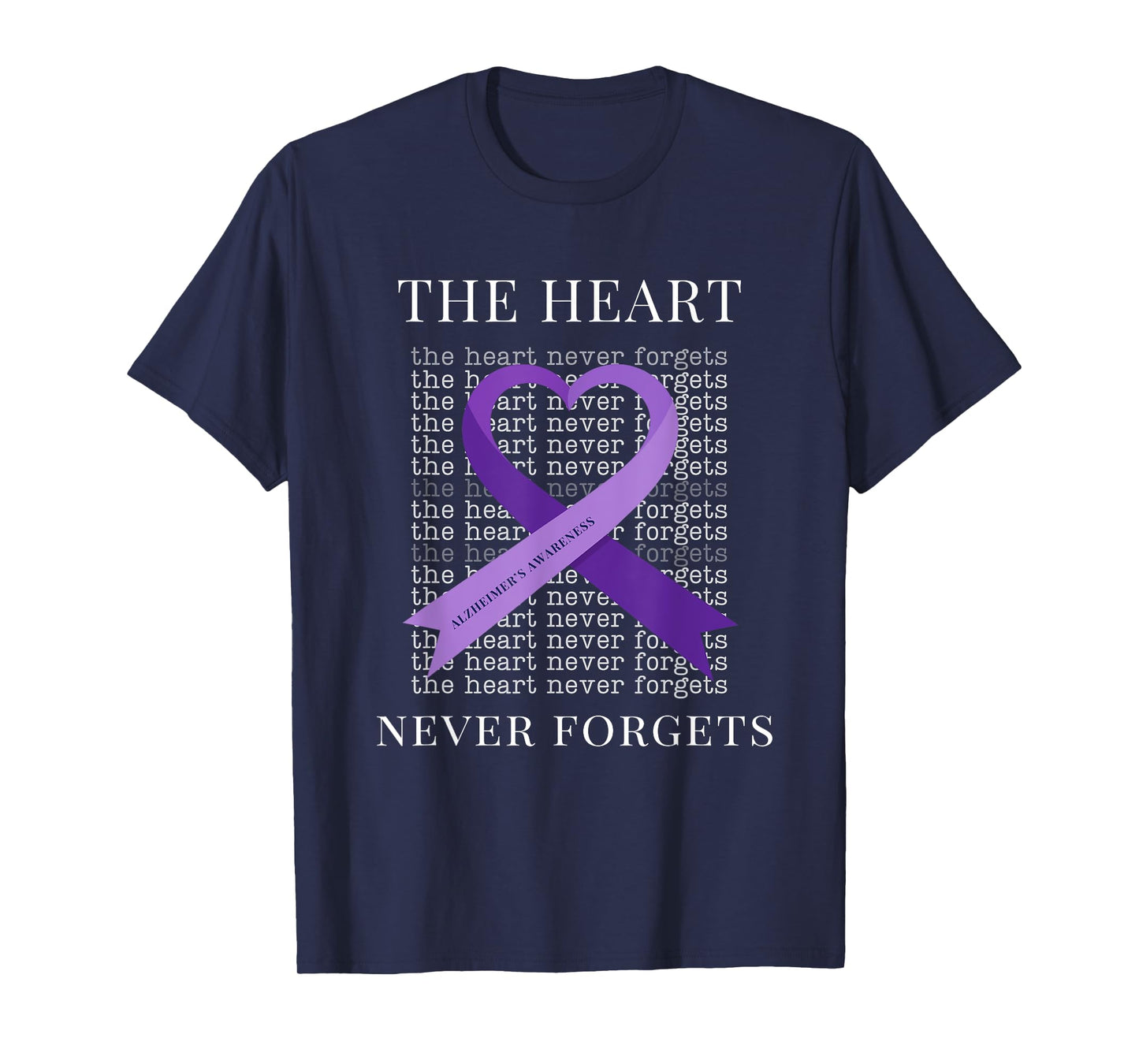 Alzheimer's Awareness The Heart Never Forgets Purple Support T-Shirt