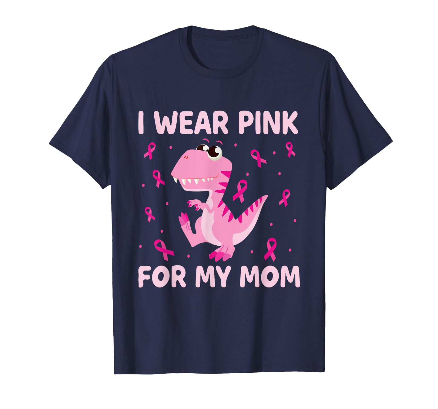 I Wear Pink For My Mom Dinosaur Breast Cancer Kids Boys T-Shirt