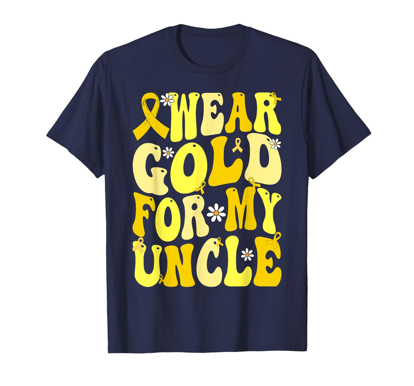 I Wear Gold for My Uncle Ribbon Childhood Cancer Awareness T-Shirt