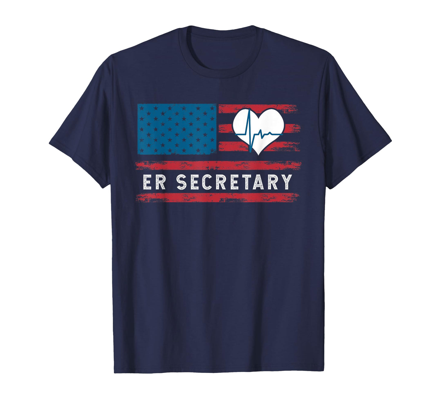 Emergency Room Hospital Secretary Squad USA Flag T-Shirt
