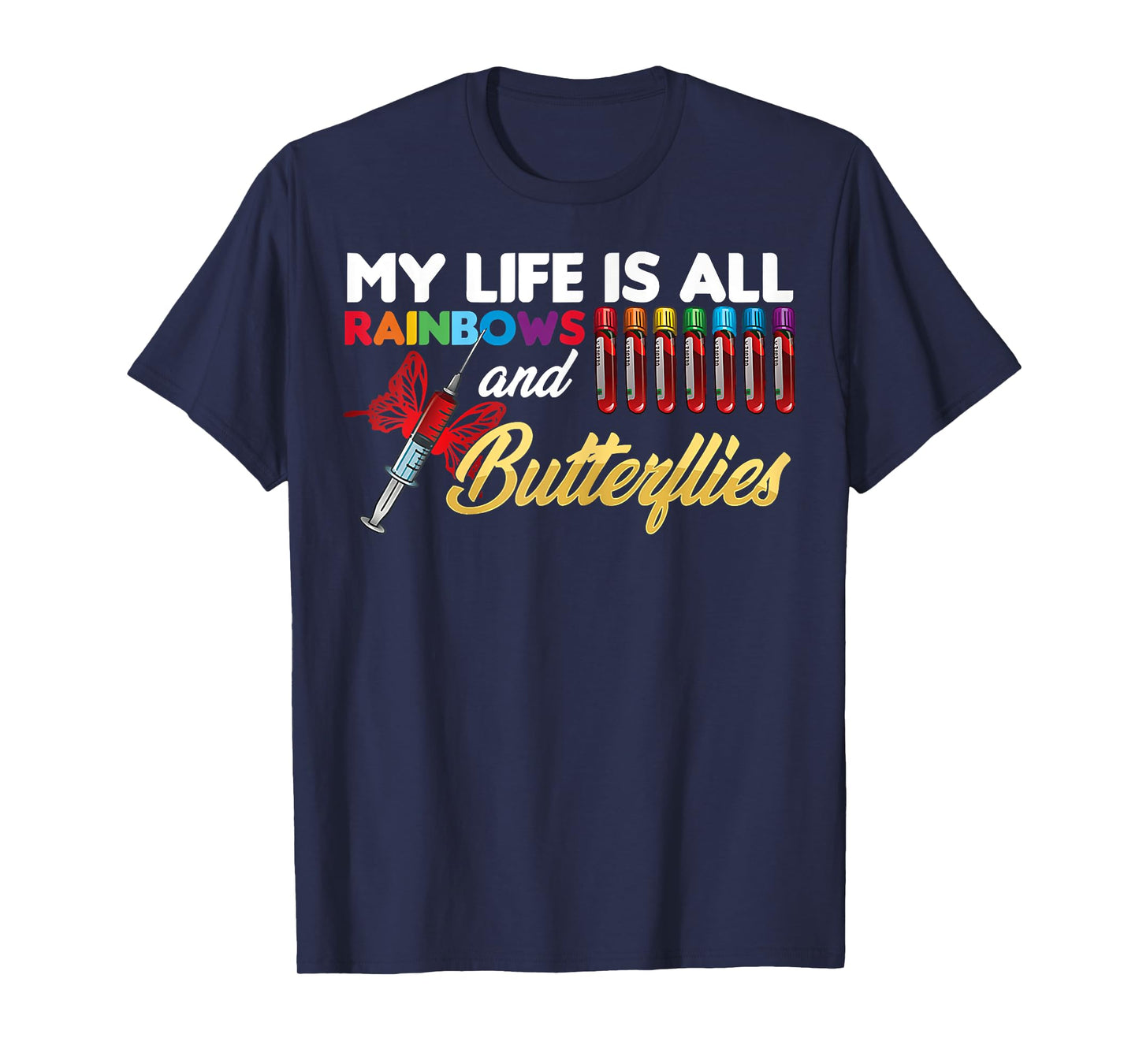 Reaction Glass Butterfly Rainbow Phlebotomy Laboratory T-Shirt