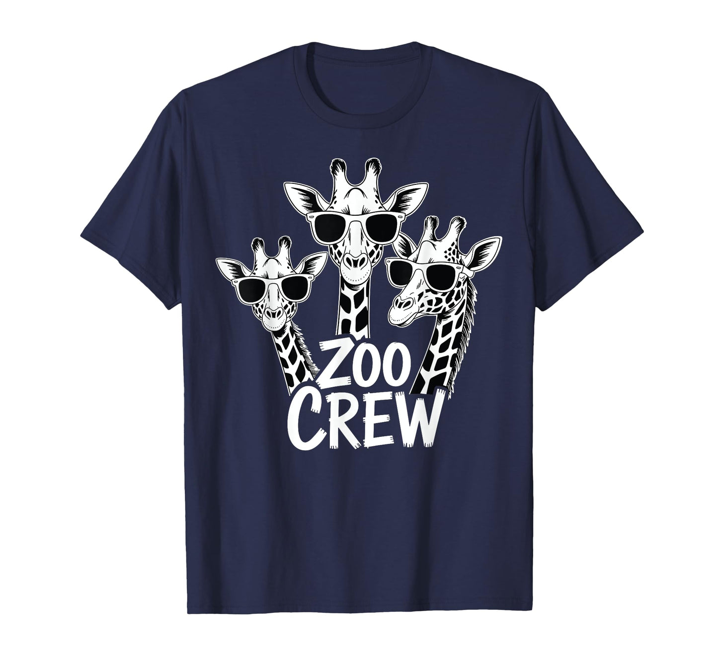 Giraffe Wearing Sunglasses Safari Animals Lover Zoo Crew T-Shirt