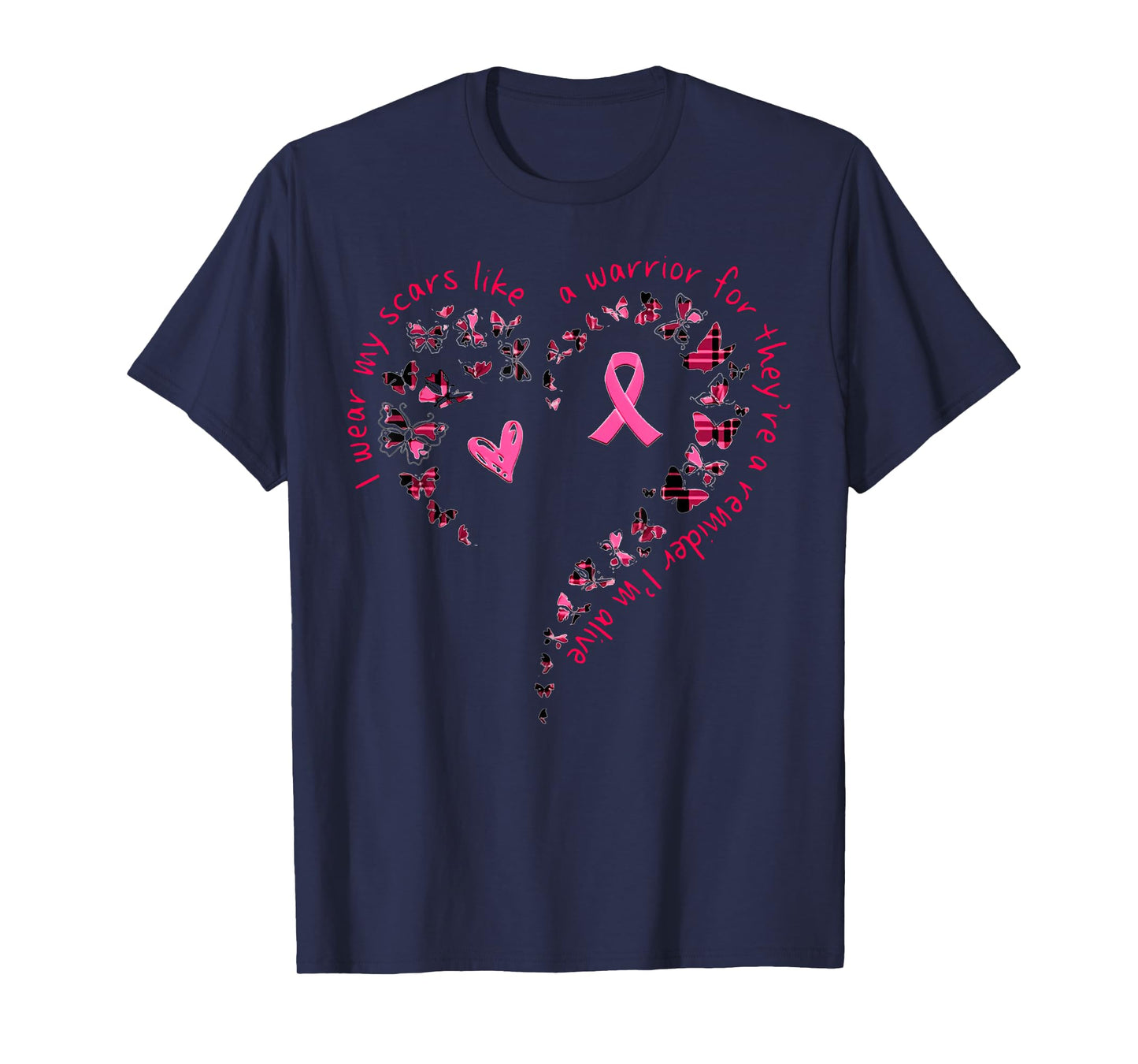 Butterfly Heart I Wear My Scars Like A Warrior Breast Cancer T-Shirt