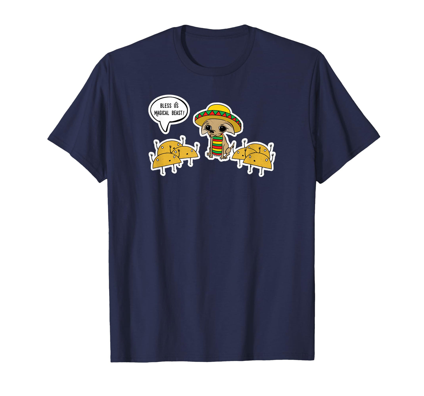Funny Cinco De Mayo Tacos Worshipping Mexican Chihuahua T-Shirt