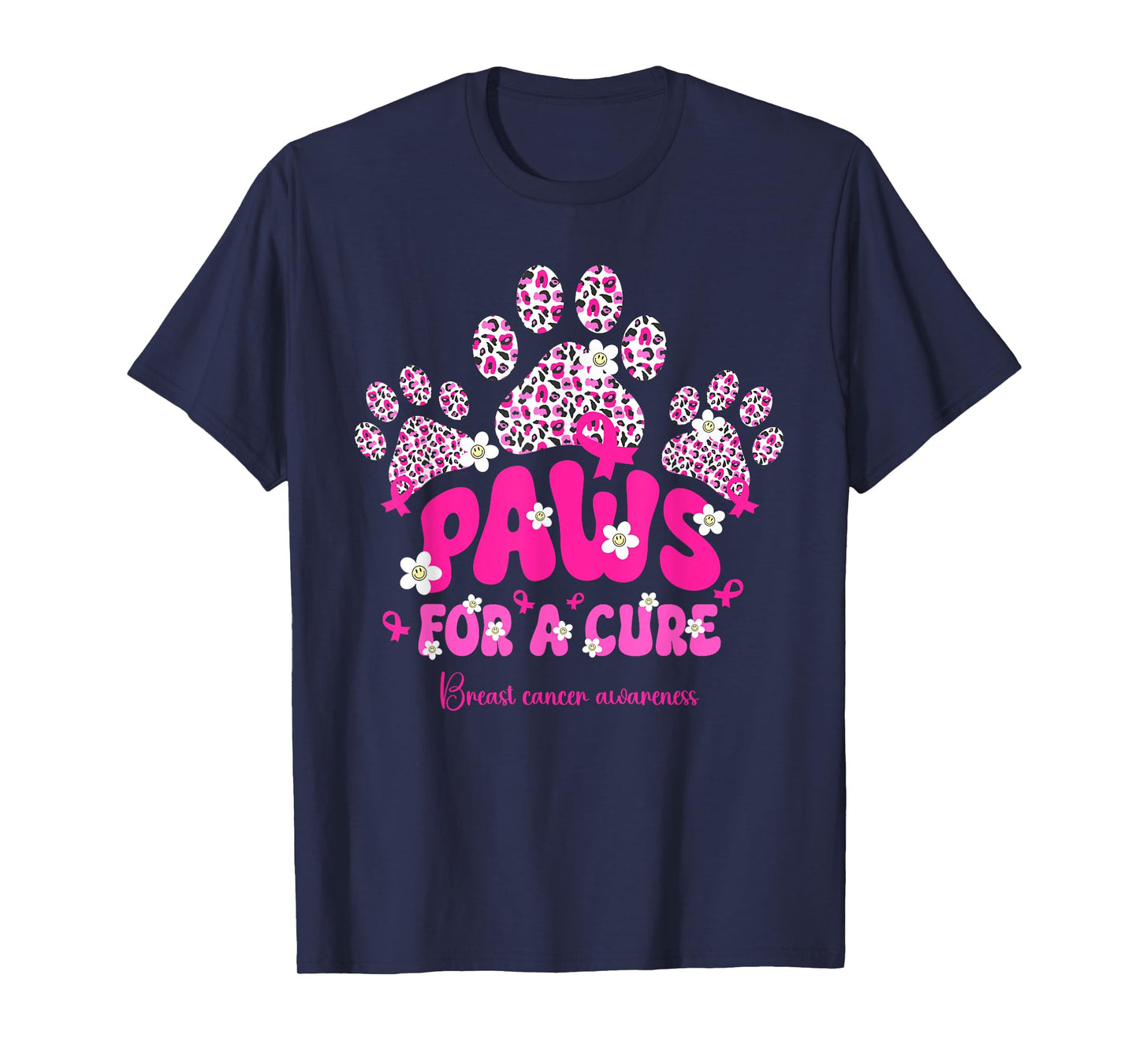 Paws for A Cure Breast Cancer Dog Lover Warrior Dog Paw T-Shirt for Men Women Girls Kids