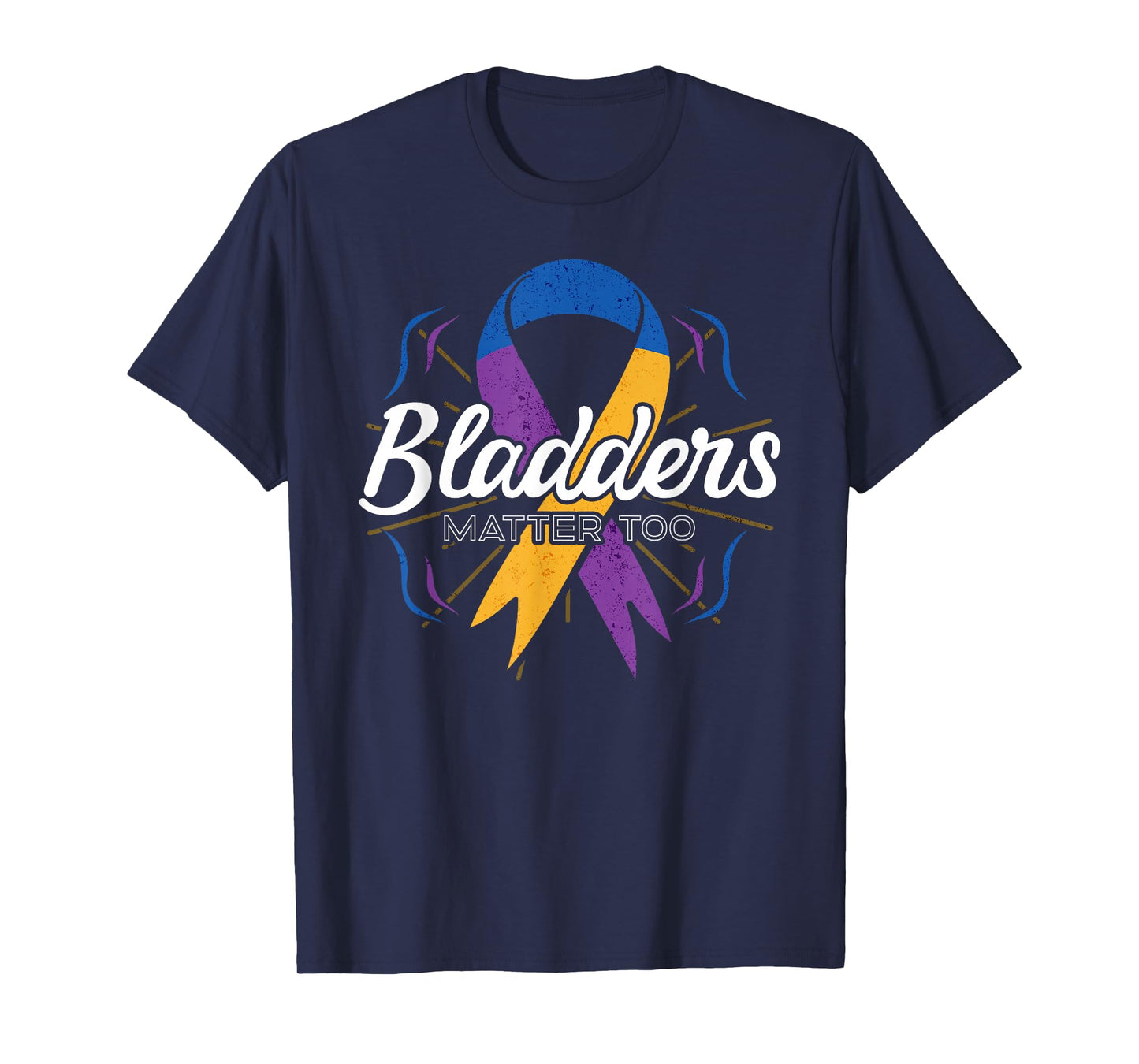 Bladder Cancer Awareness Purple Blue And Yellow Ribbon Gift T-Shirt
