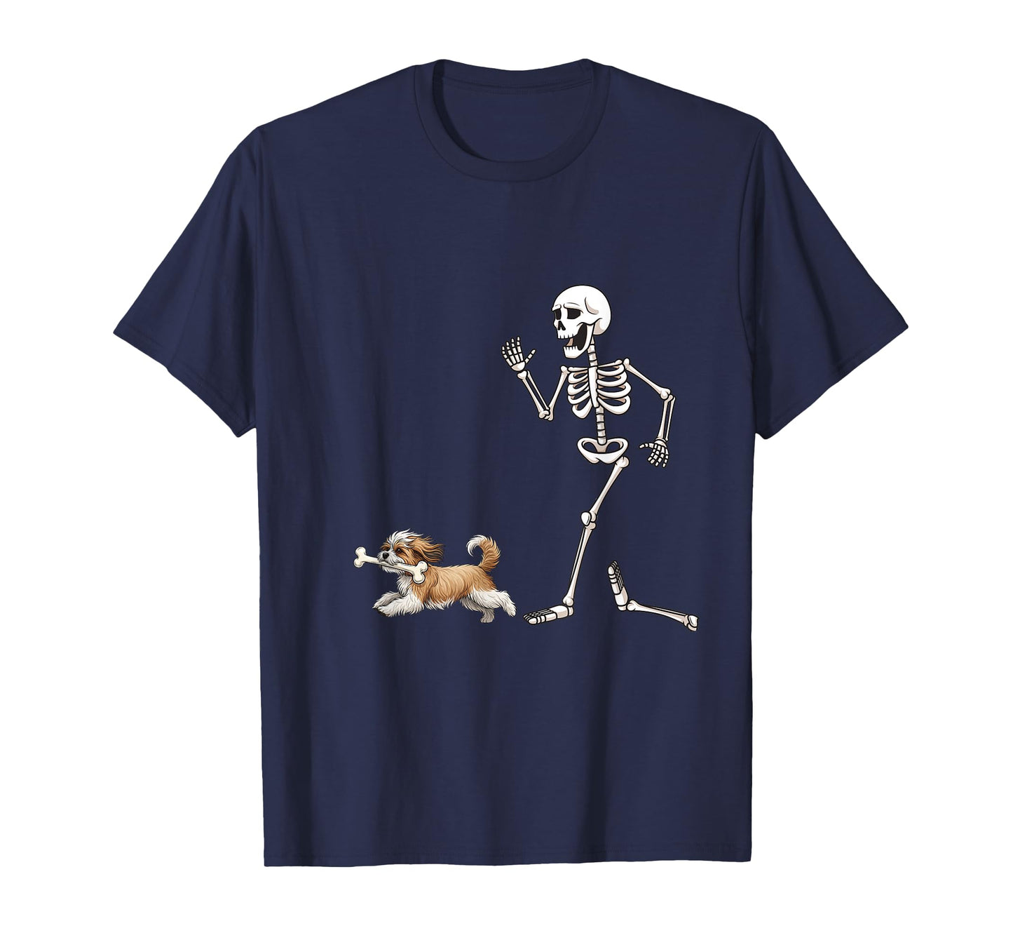 Funny Halloween Lhasa Apso and Skeleton T-Shirt