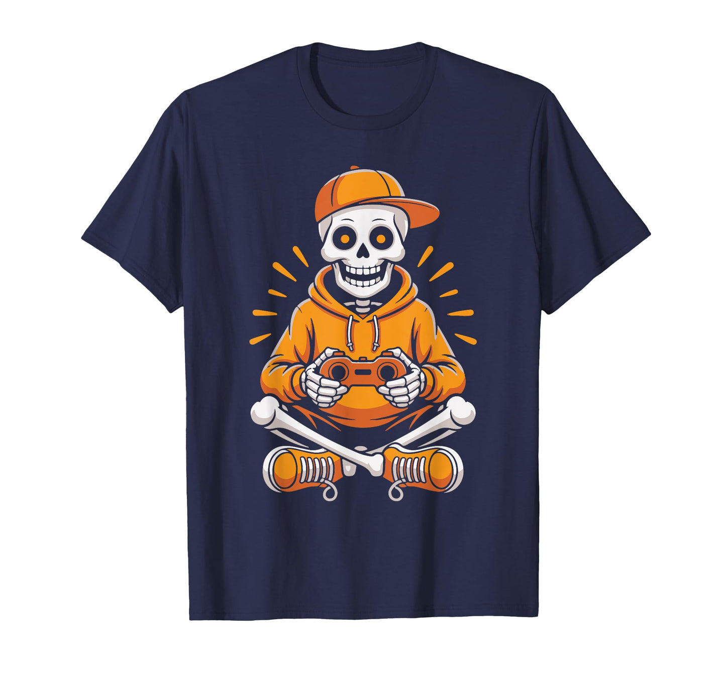 Funny Skeleton Gamer Funny Halloween Boys Men Video Gaming T-Shirt