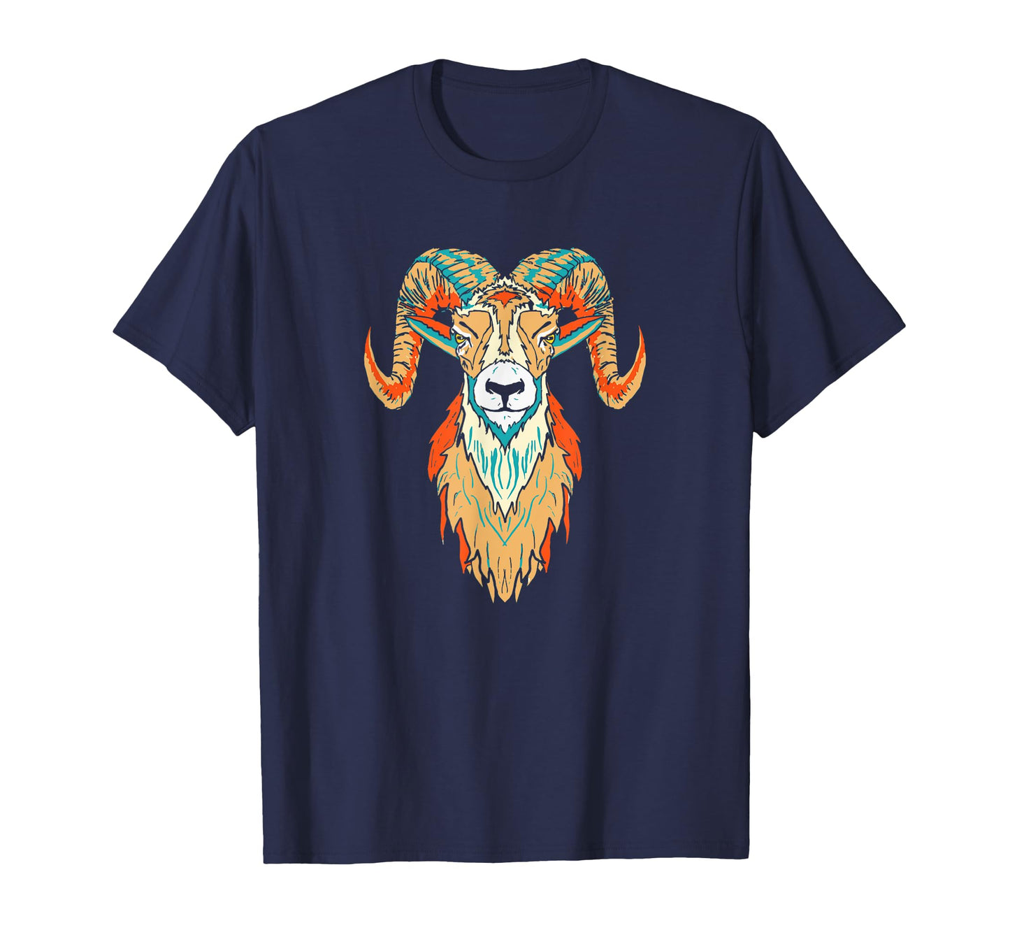 Artistic Big Horn Sheep Ram Head 80s Vibe Sketch Graphic T-Shirt