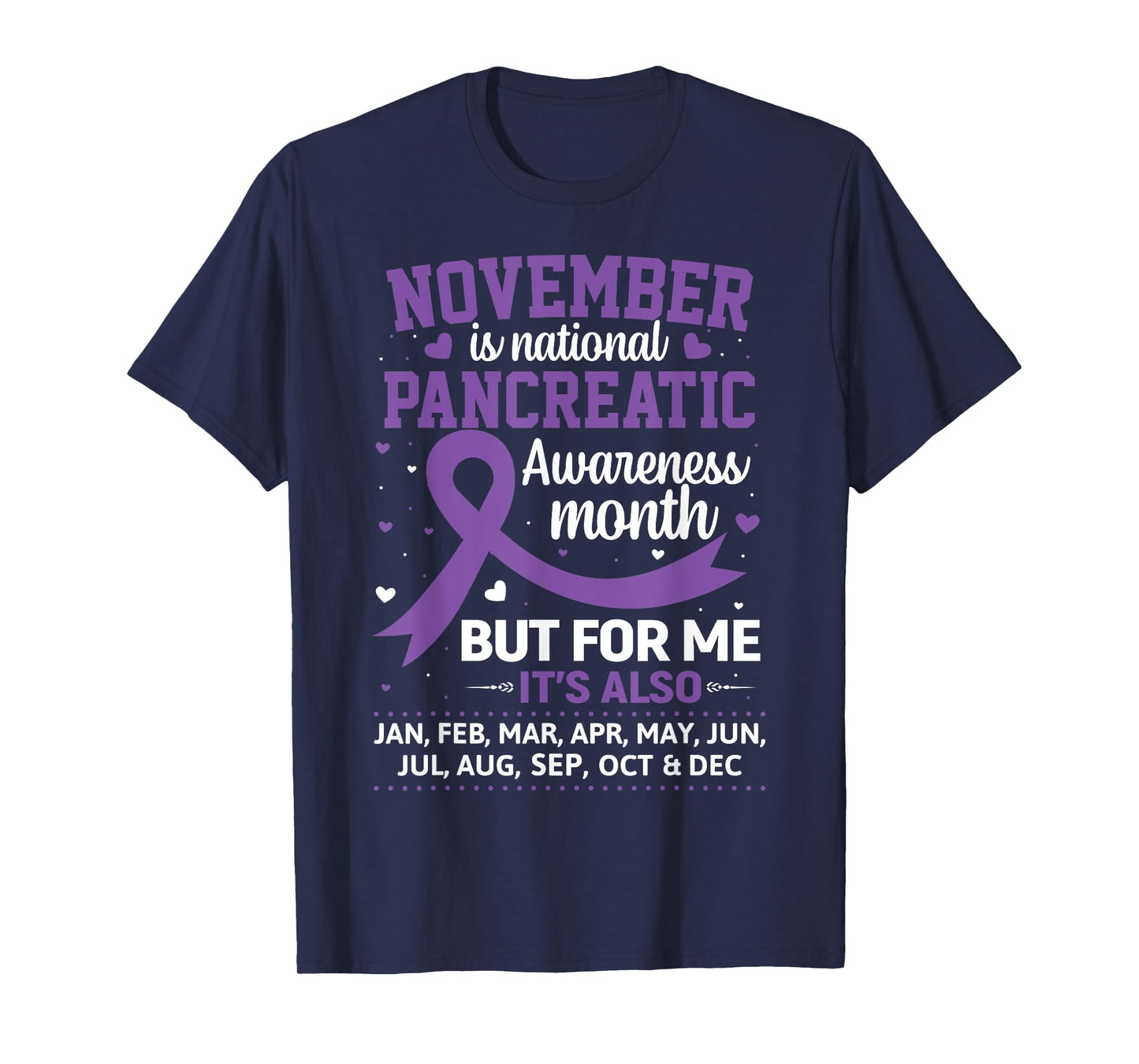 November is Pancreatic Cancer Awareness Purple Ribbon T-Shirt