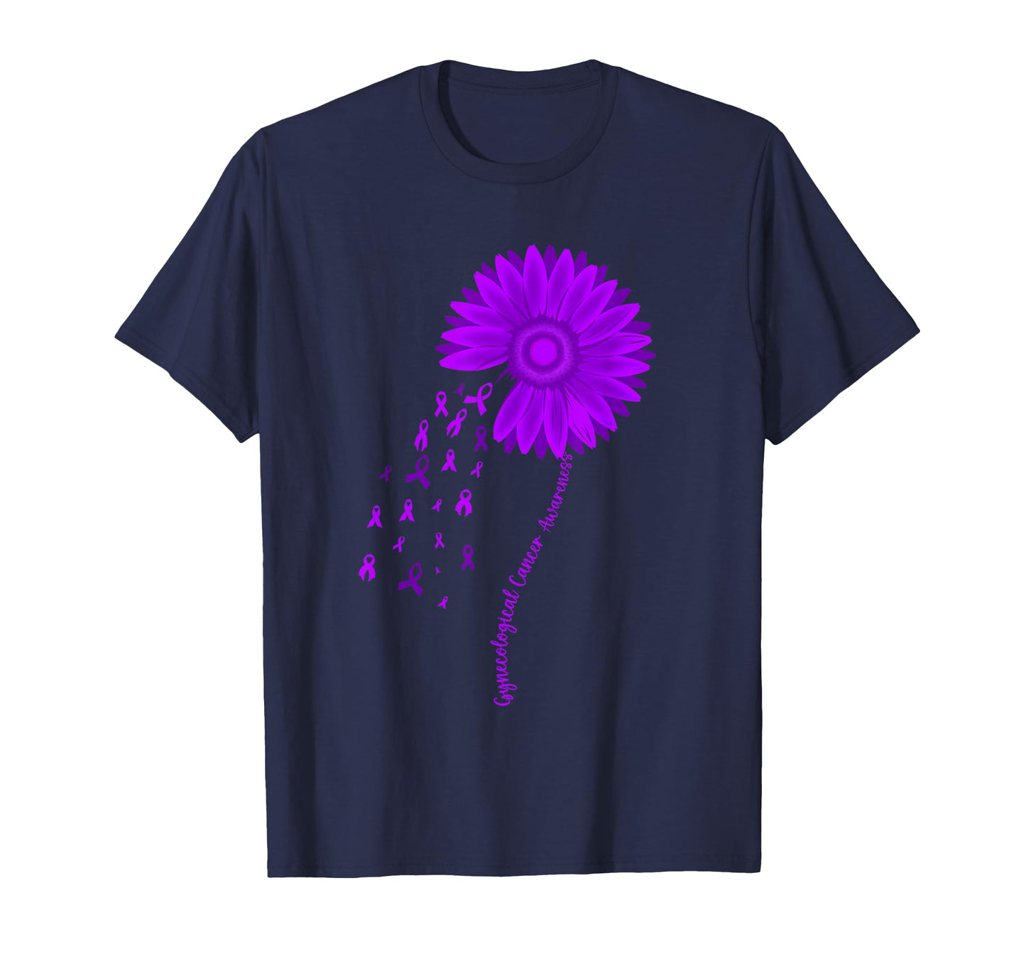 Gynecological Cancer Awareness Month Purple Ribbon Sunflower T-Shirt