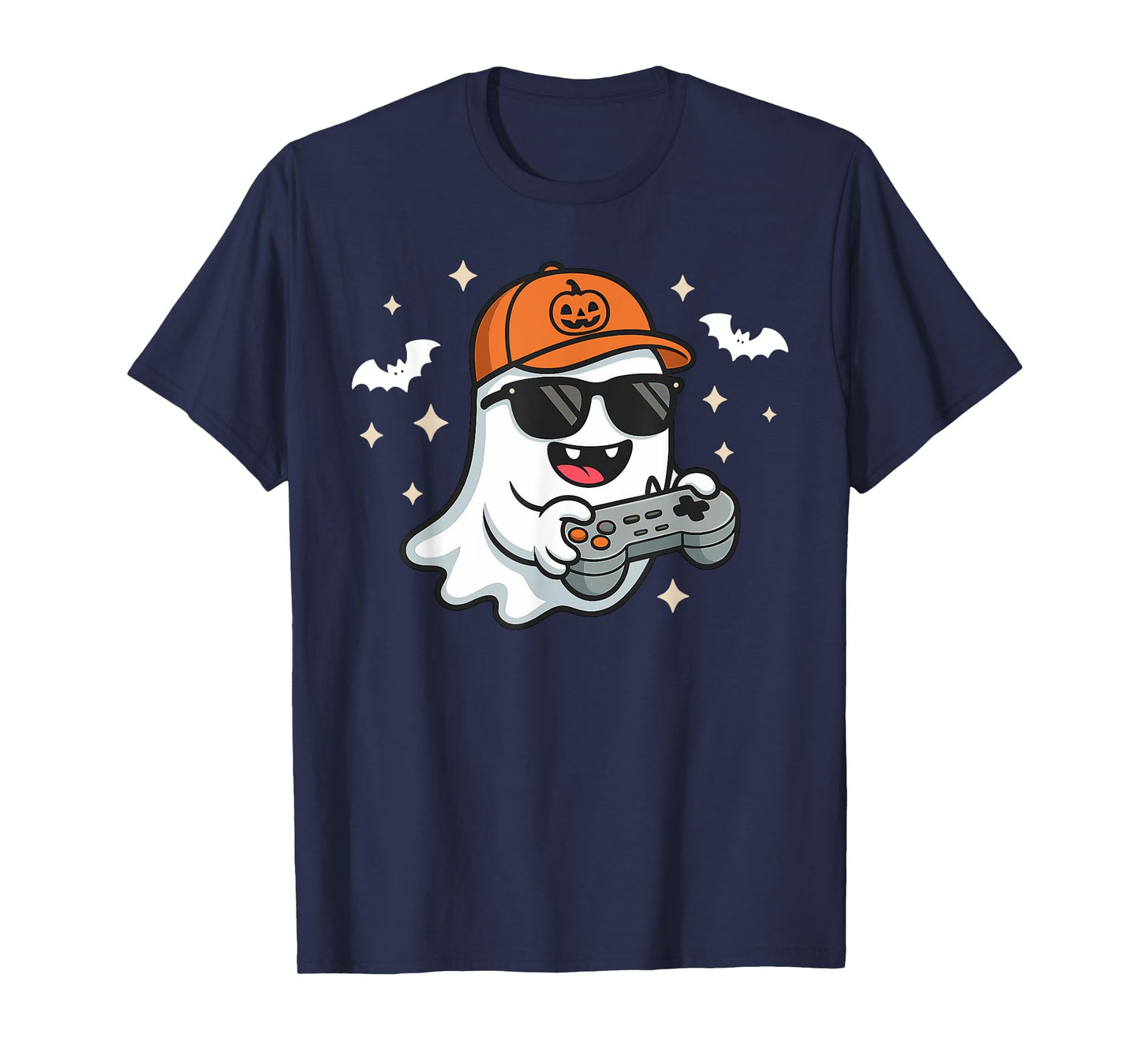 Funny Ghost Playing Video Game Halloween Gaming Boys Men T-Shirt
