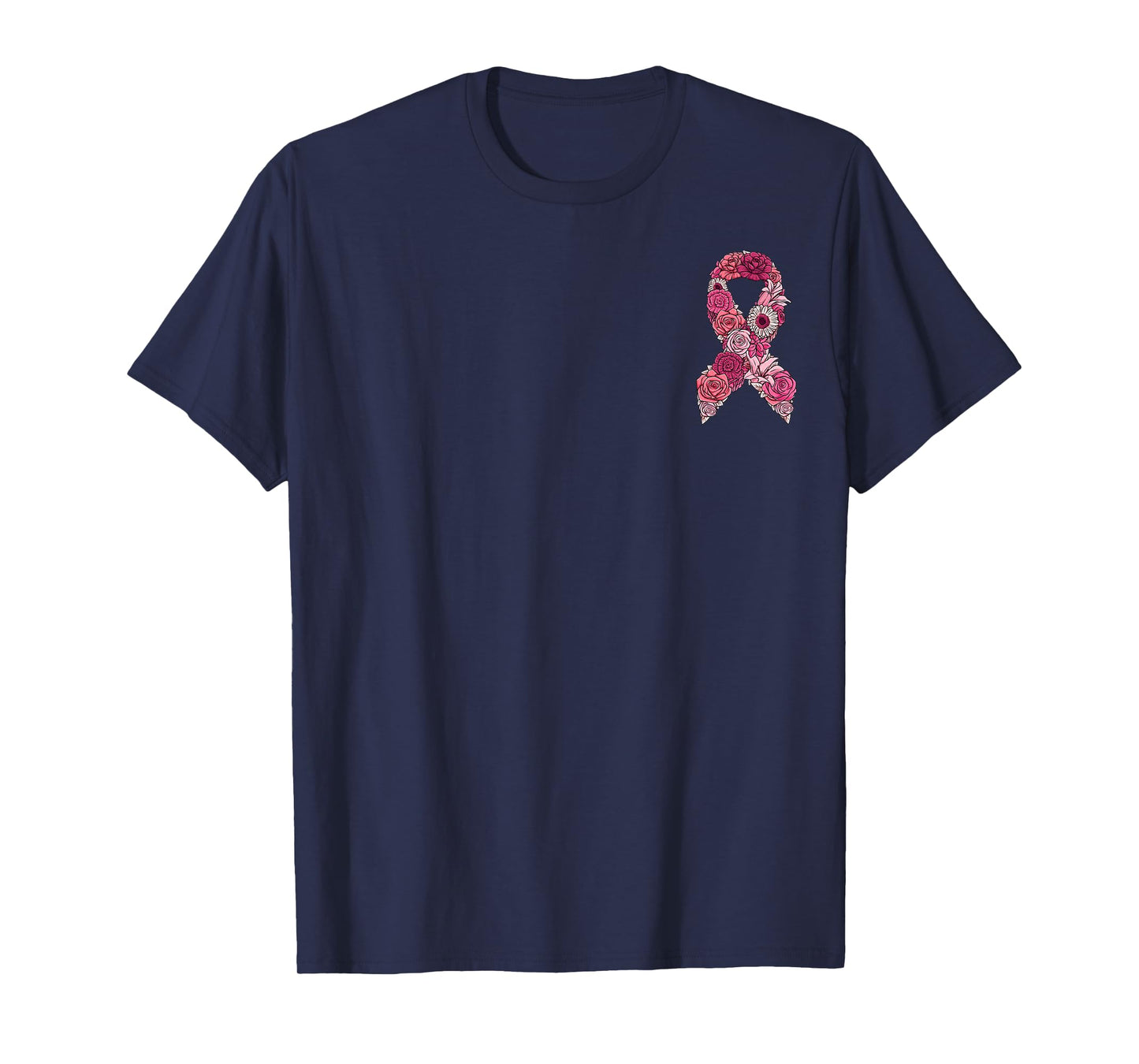 Pink Ribbon with Flowers Breast Cancer Awareness T-Shirt