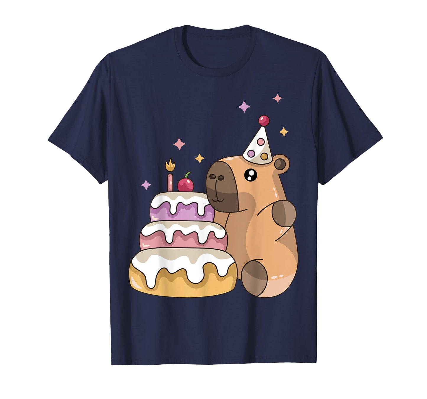 Capybara Cake Happy Birthday Animal Rodent Boy Girl Kid T-Shirt