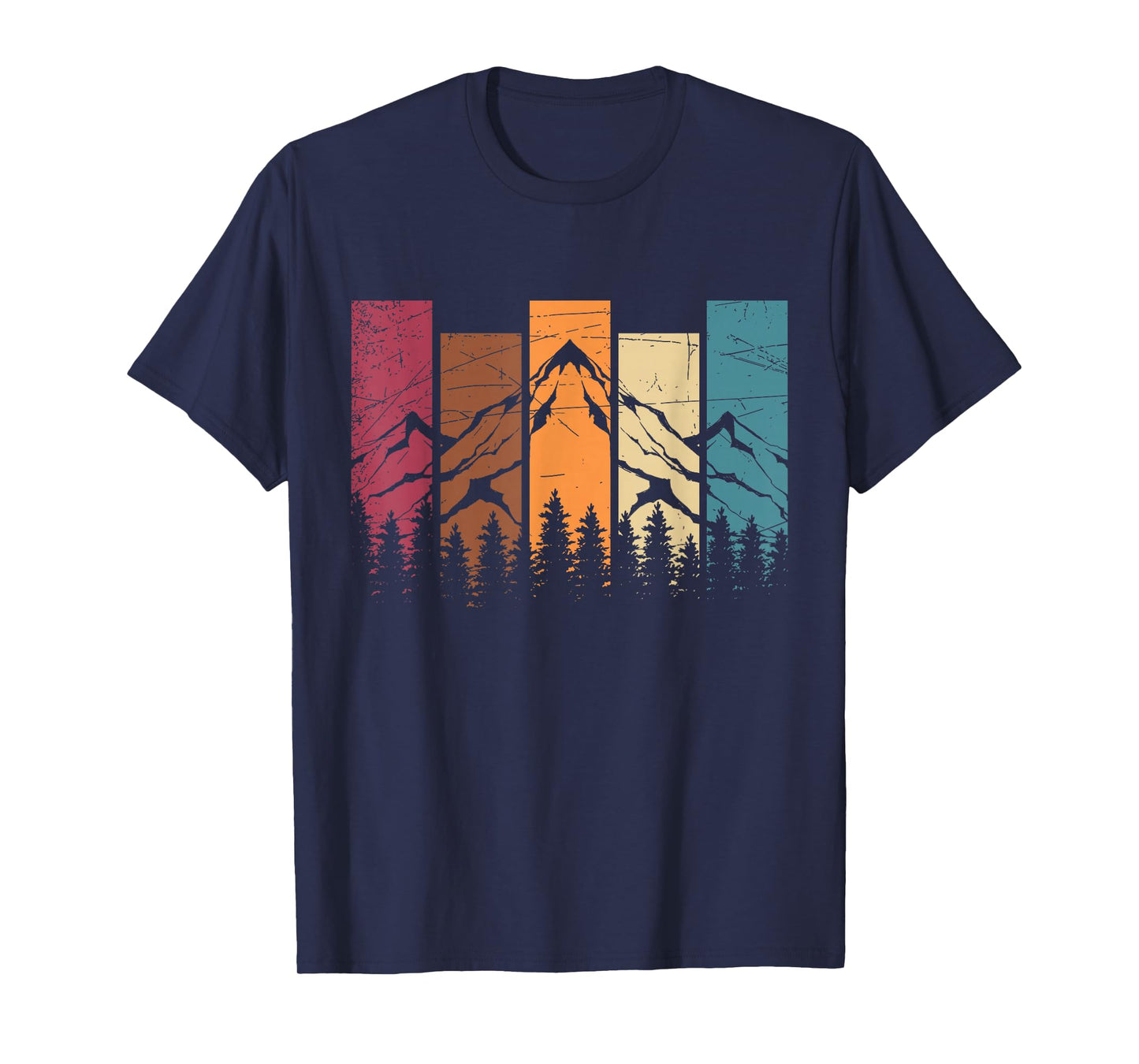 Forest Trees Nature Lovers Hikers Retro Mountains Hiking T-Shirt
