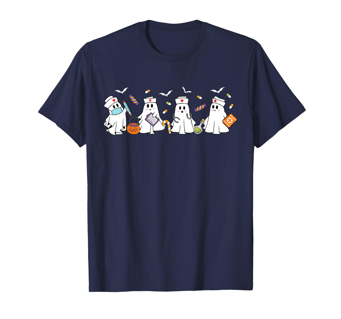 Funny Ghost Nurses Halloween Healthcare Worker Nurse T-Shirt