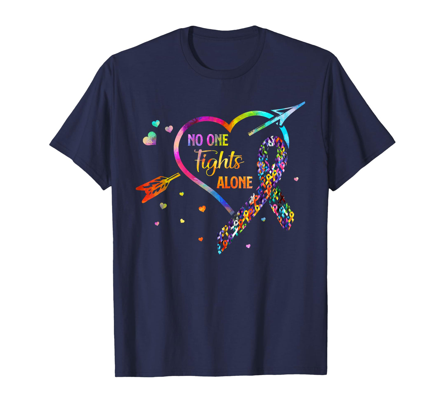 No One Fight Alone Arrow Heart Fight Cancer Ribbon T-Shirt