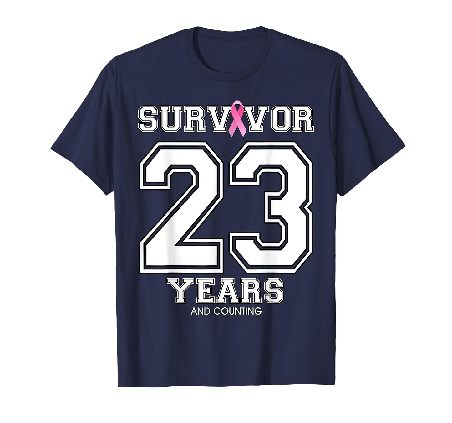 23 Years Breast Cancer Survivor Gifts For Women Pink Ribbon T-Shirt