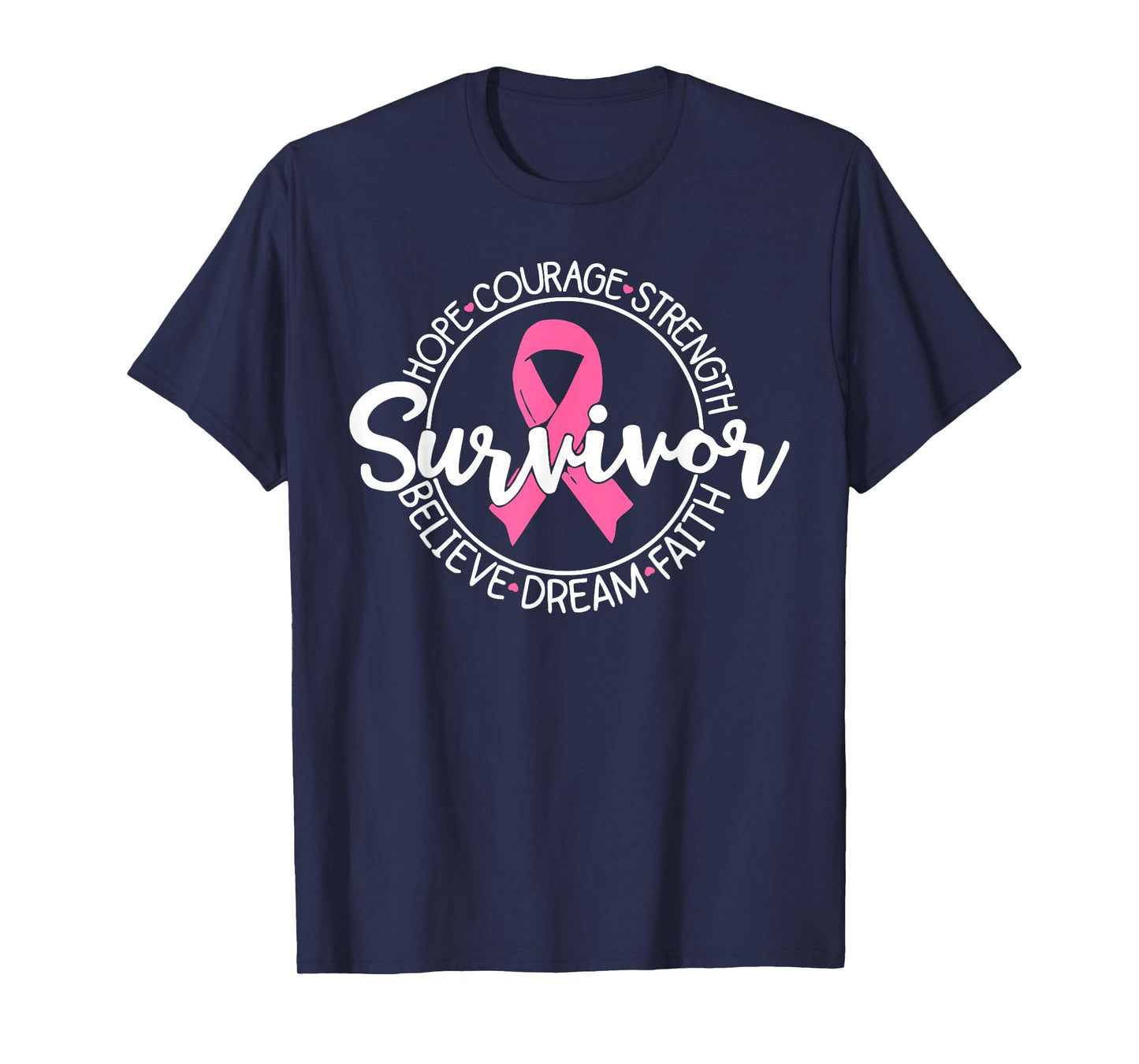Pink Ribbon Survivor Believe Faith Breast Cancer Awareness T-Shirt