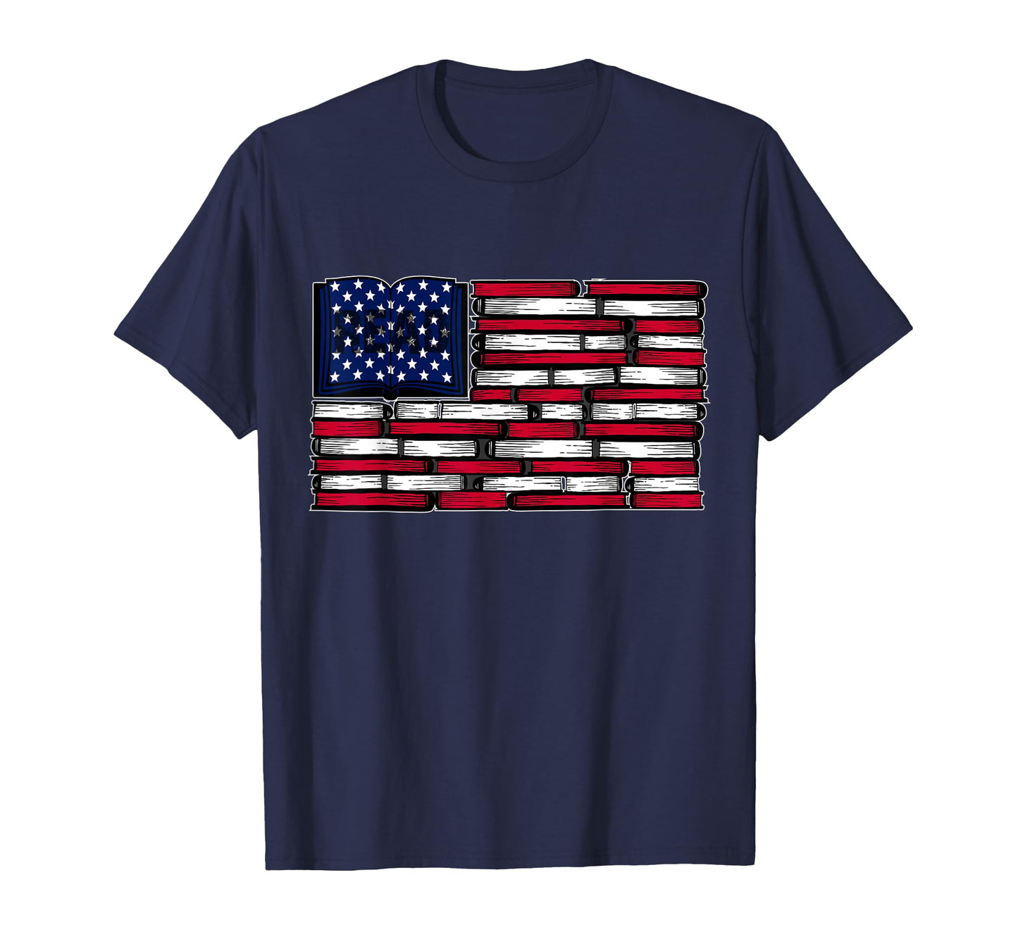 America US Flag Books Library Reading For Book Lover Reader T-Shirt