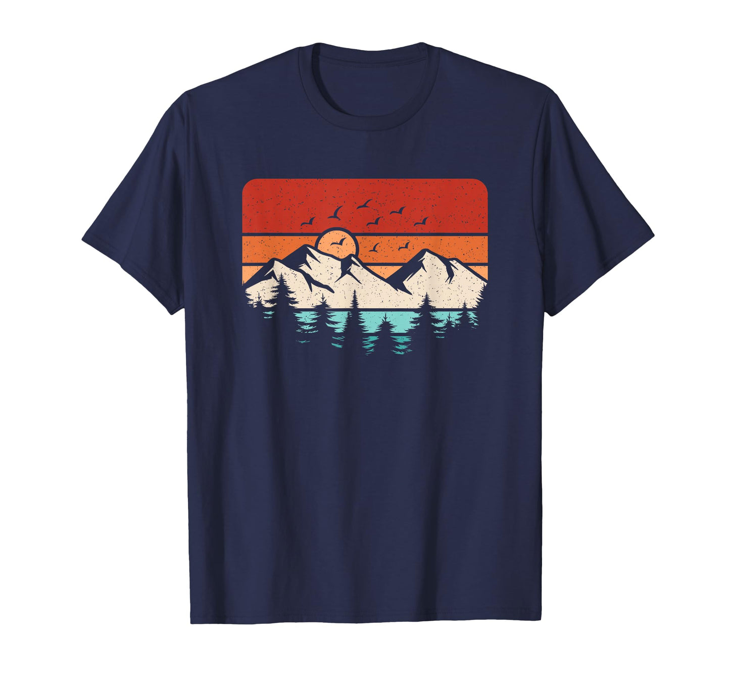 Retro Sunset Mountain Landscape Forest Pine Tree Graphic Men T-Shirt