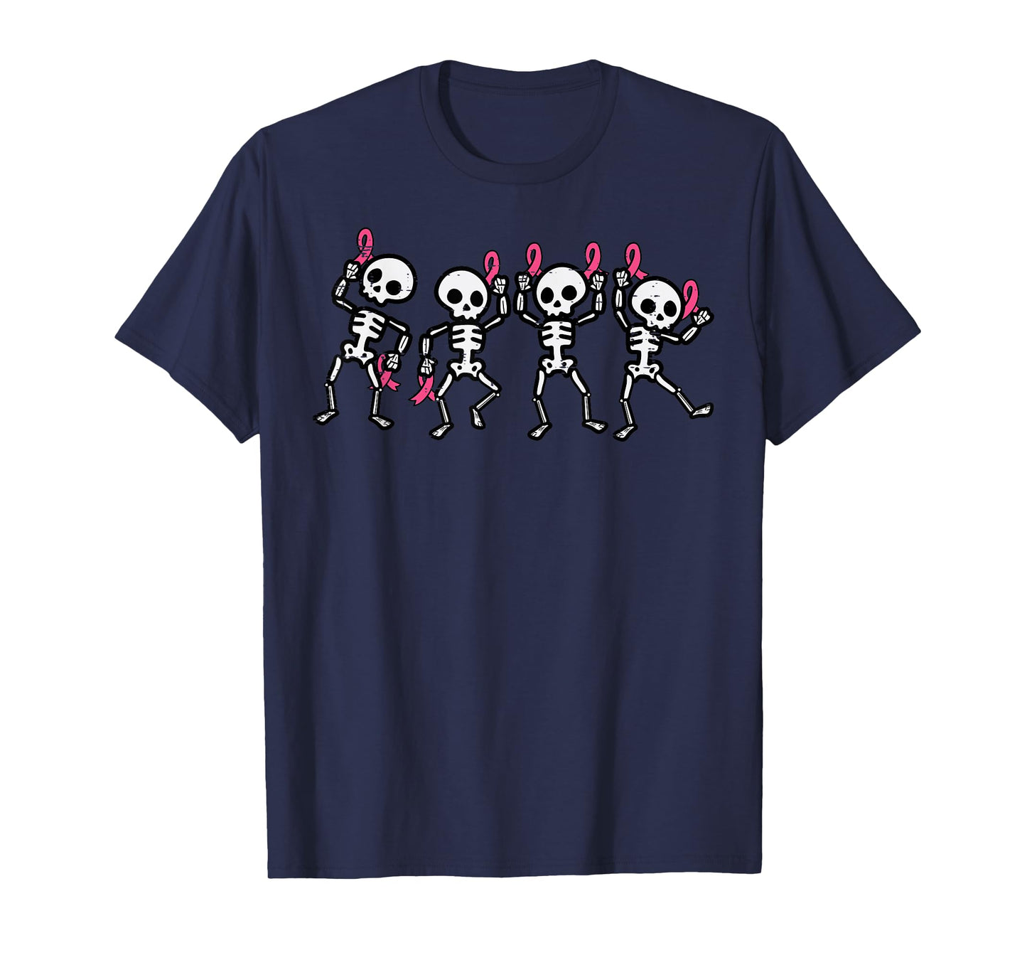 Breast Cancer Skeletons Pink Ribbon Awareness Women Kids Men T-Shirt