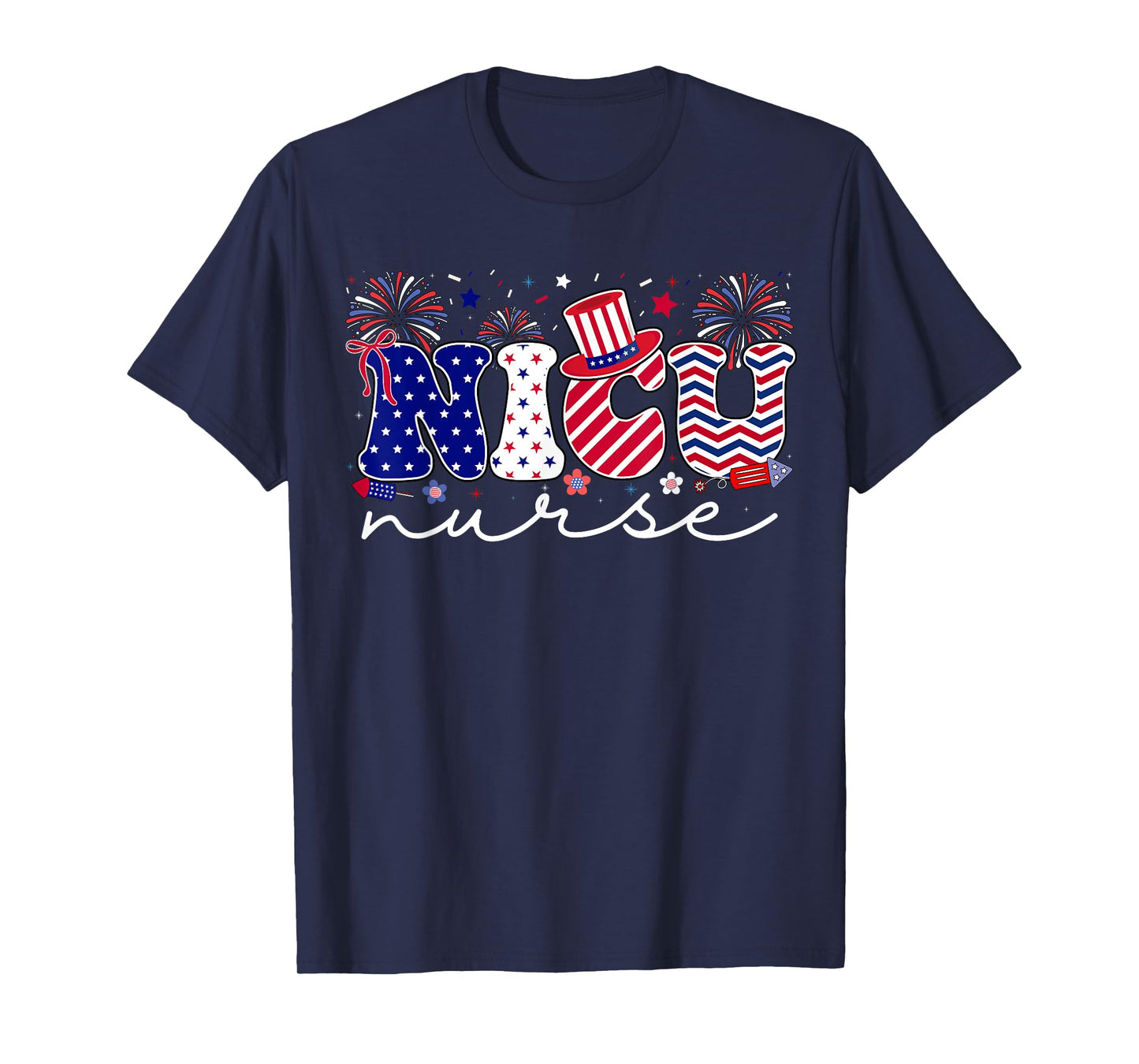 NICU Nurse 4th Of July American Flag Patriotic Nicu Nurse T-Shirt