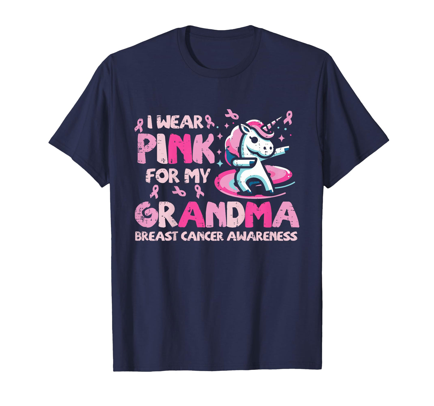 Kids Breast Cancer Unicorn Pink For Grandma Awareness Girls Kids T-Shirt