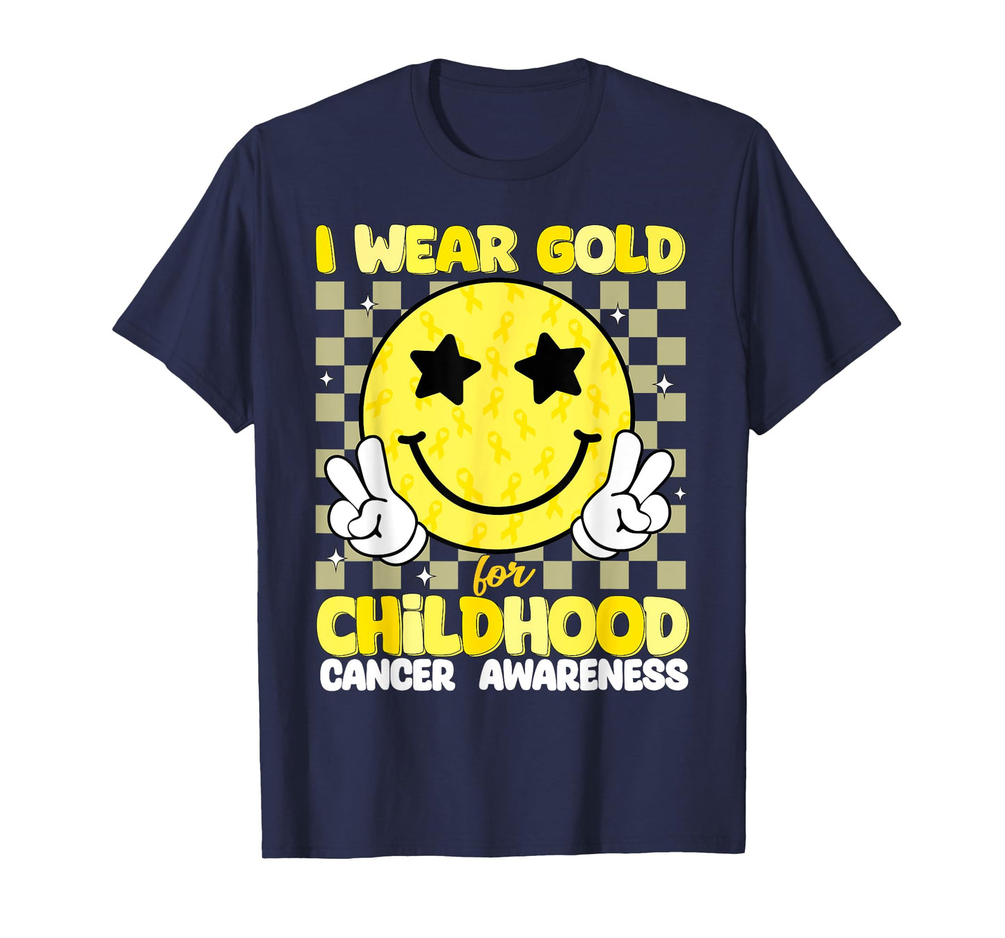 Retro I Wear Gold for Childhood Cancer Awareness Gold Ribbon T-Shirt